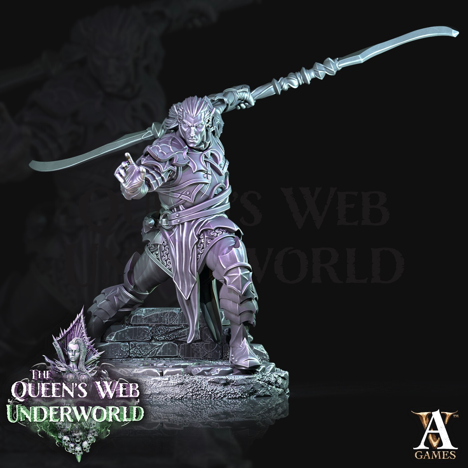 D&D Drow Fighter 01 28mm and 32mm Scale Mini TTRPG