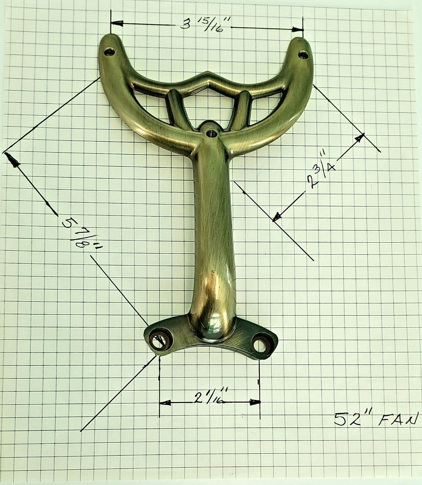 52" Antique Brass Ceiling Fan Blade Arm Replacement Bracket Hunter & Hampton Bay