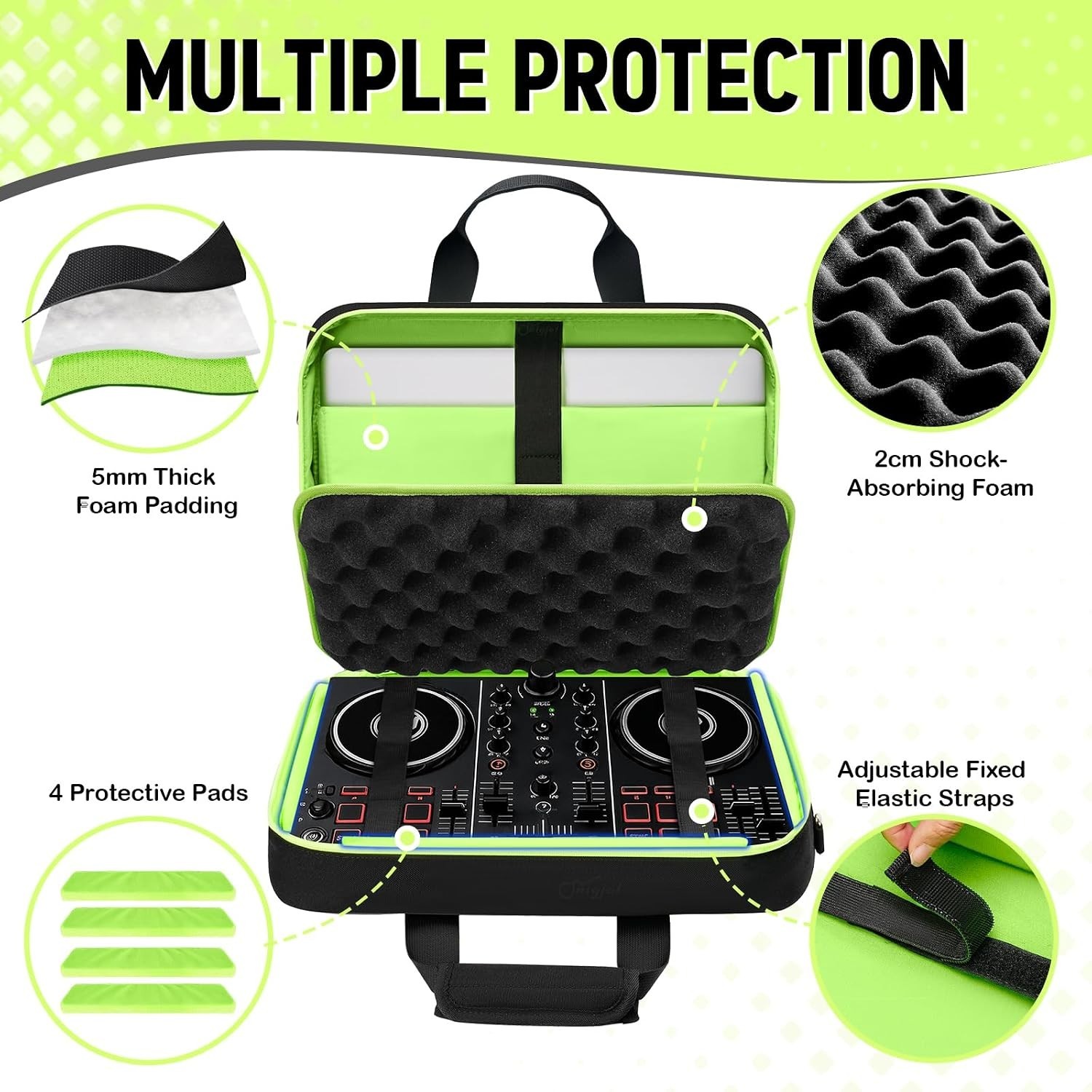 Stylish DJ Controller Bag with Solid Pattern and Organized Storage Compartments