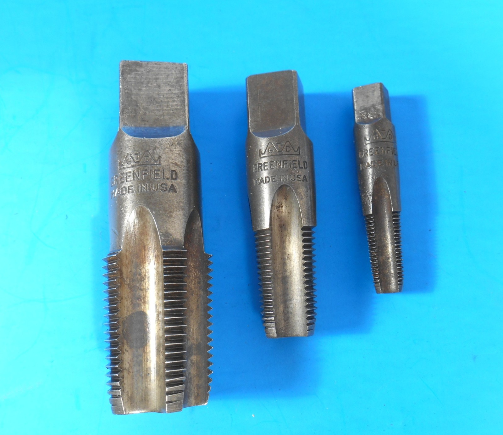 Lot of 3 Greenfield Pipe Taps 3/4-14, 3/8-18, 1/8-27 NPT