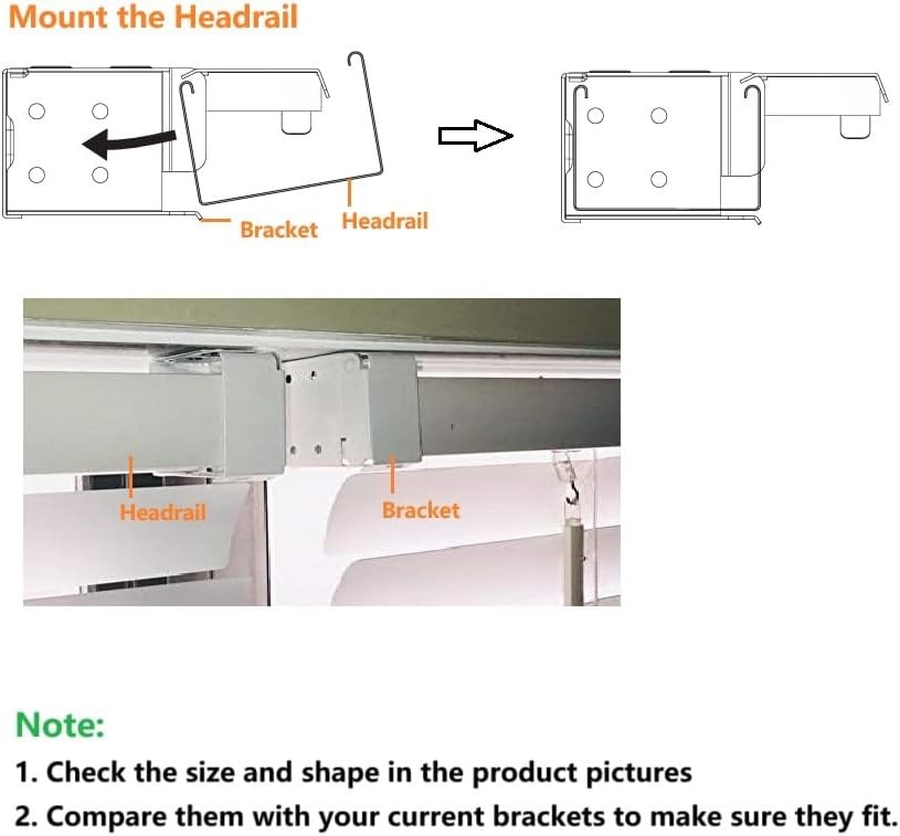 Box Mounting Bracket 1set for 1" Mini Blinds White Color Window Blinds Headrail