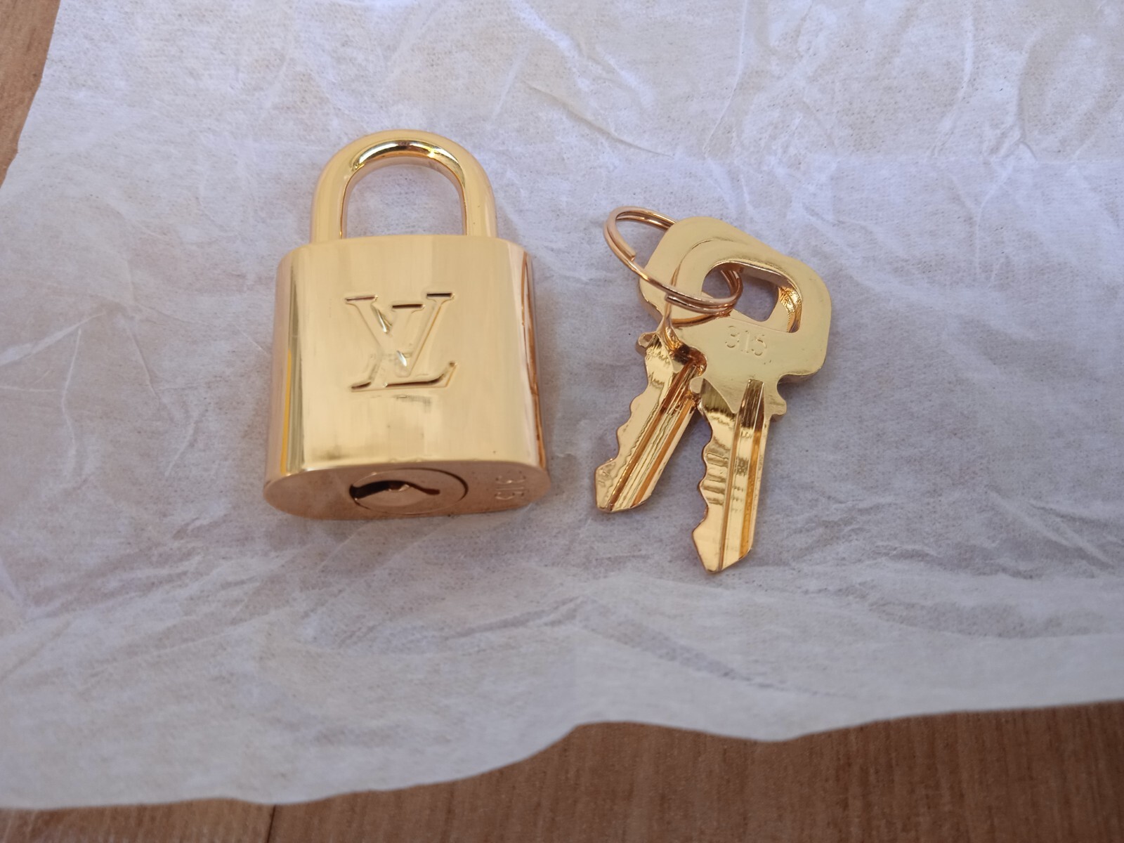 #1 Louis Vuitton PadLock Lock &2 Key Brass Shinny Gold Number 315