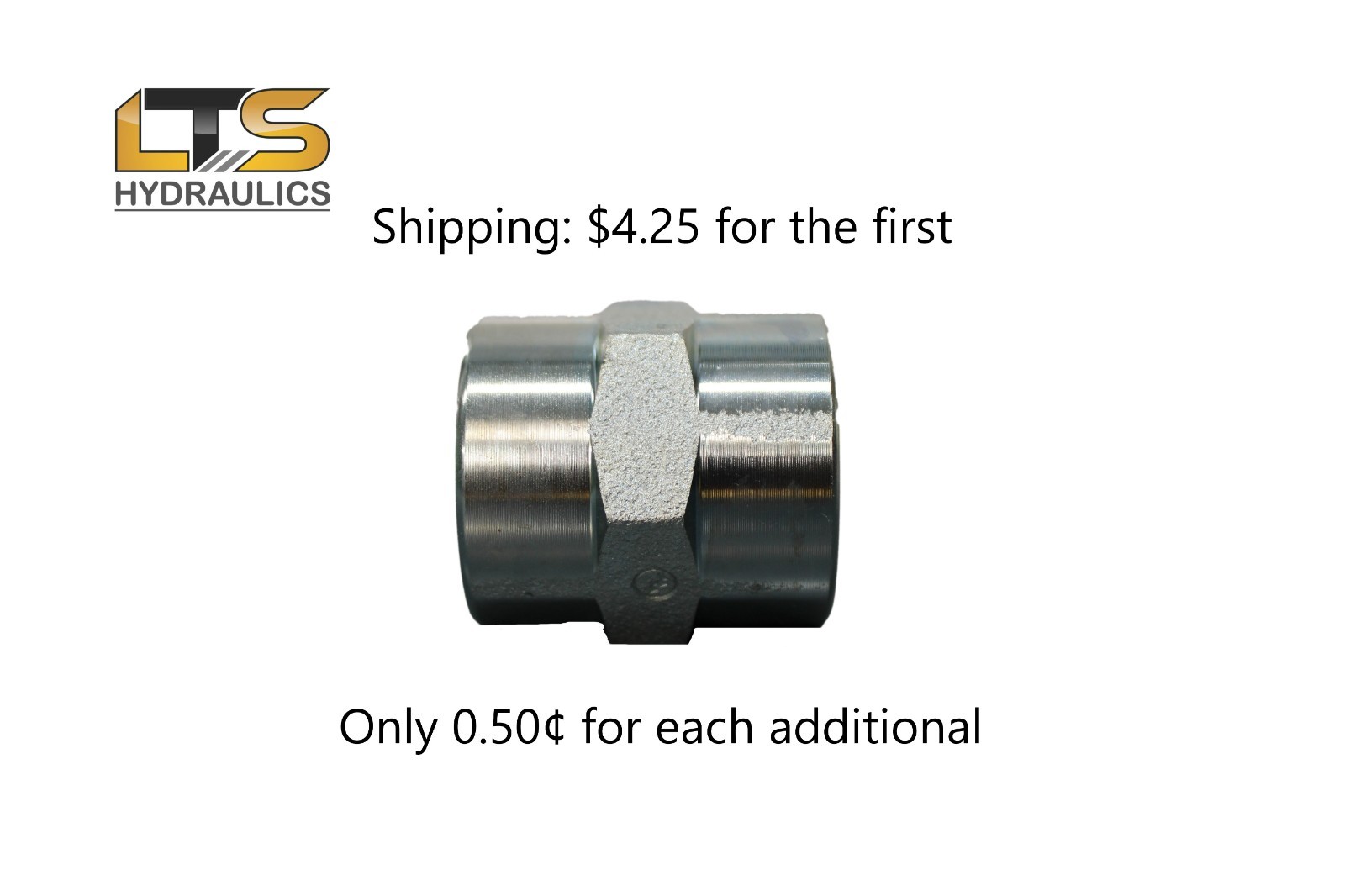 1/8" Female Pipe x 1/8" Female Pipe Hydraulic Adapter 5000-02-02 Carbon Steel