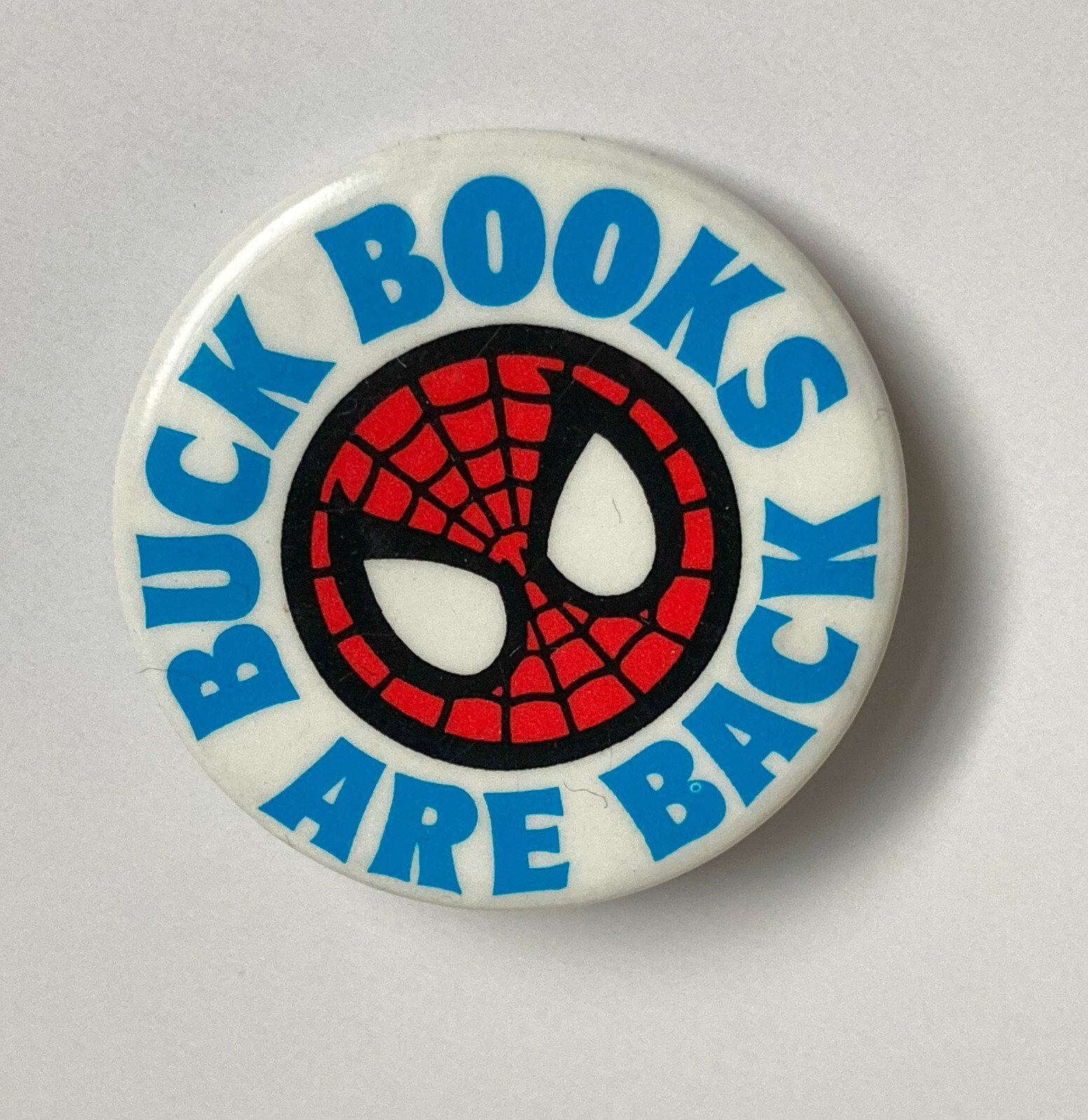 Marve Buck Books Are Back Spider-Man Metal Pinback Button 1.5" 1995