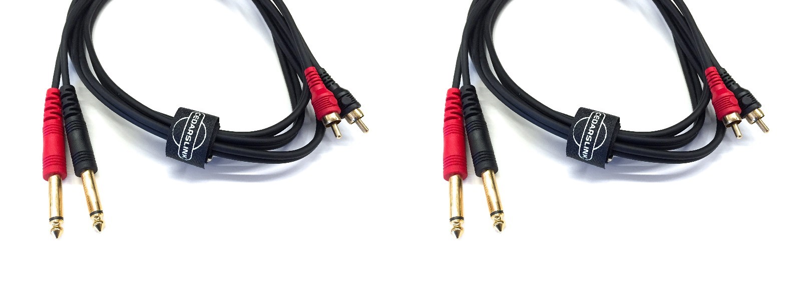 2 PACK 6' FT FOOT FEET Dual Patch 1/4" MALE TO RCA SPEAKER CABLE cords DJ PA