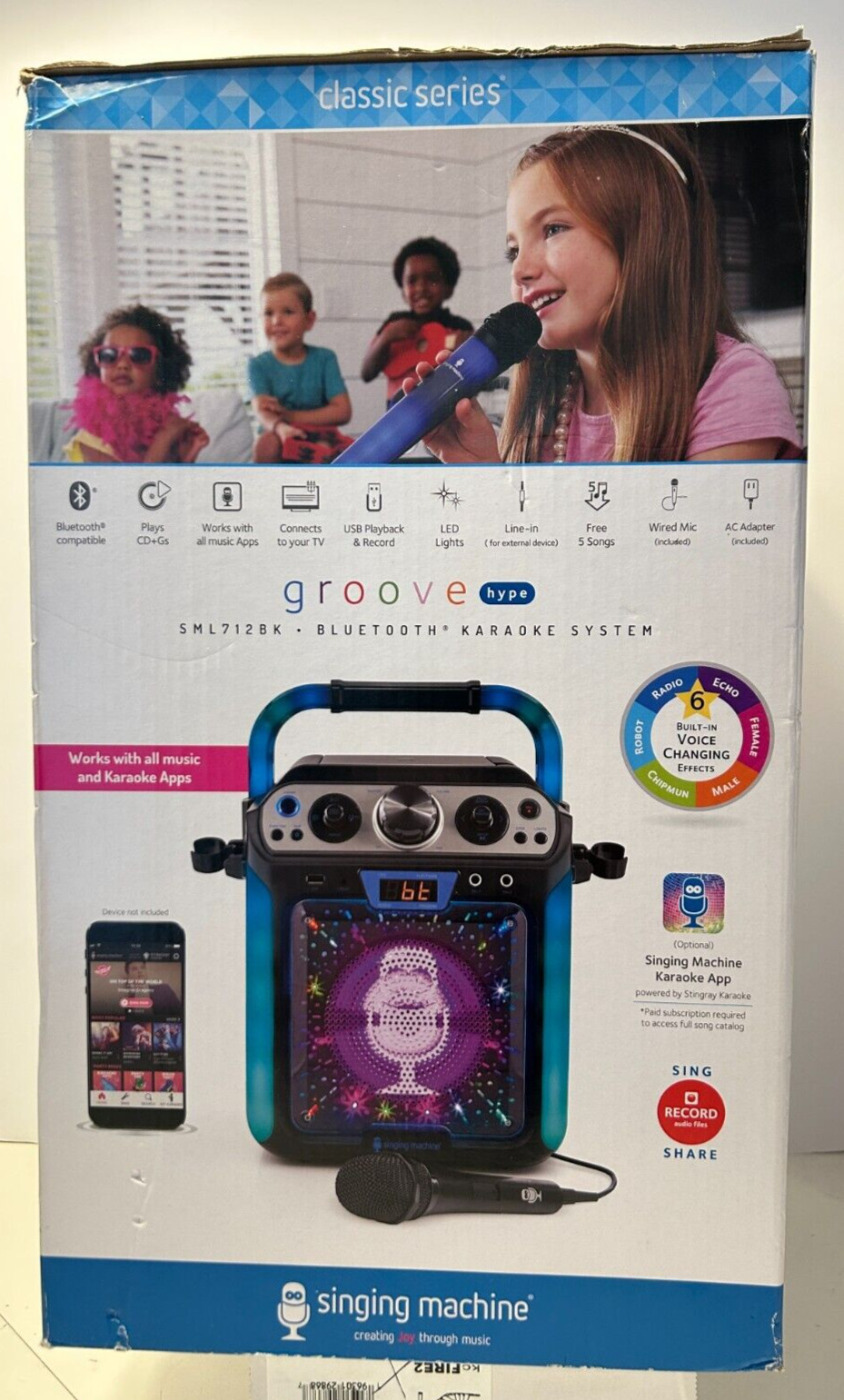 Singing Machine Portable Groove Hype Bluetooth Karaoke System (SML712BK) - [LN]™