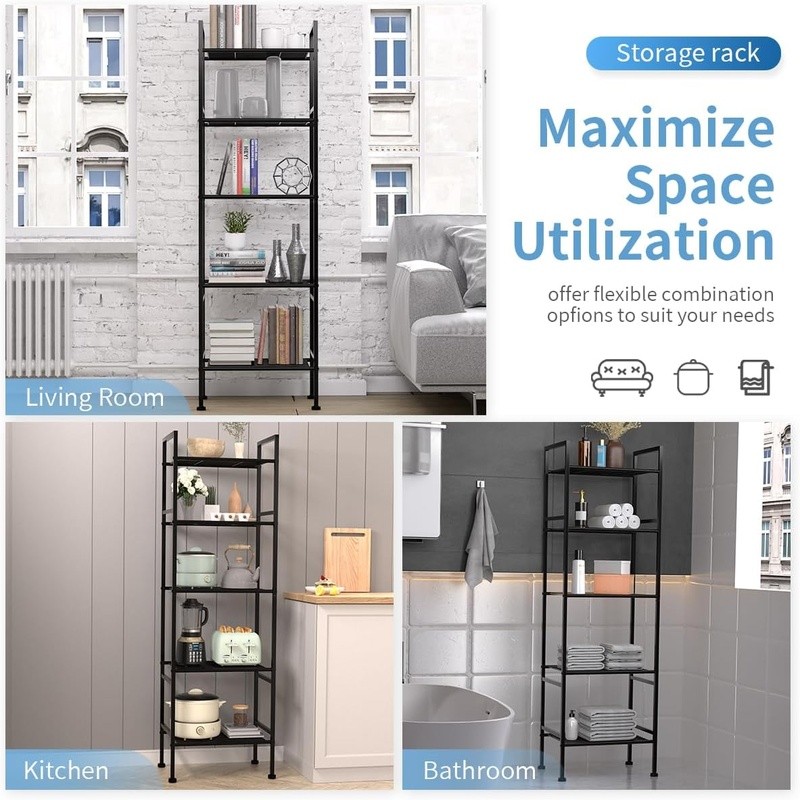 5-Tier Storage Shelf Heavy Duty Rust Proof Easy Assembly Home Office Garage New