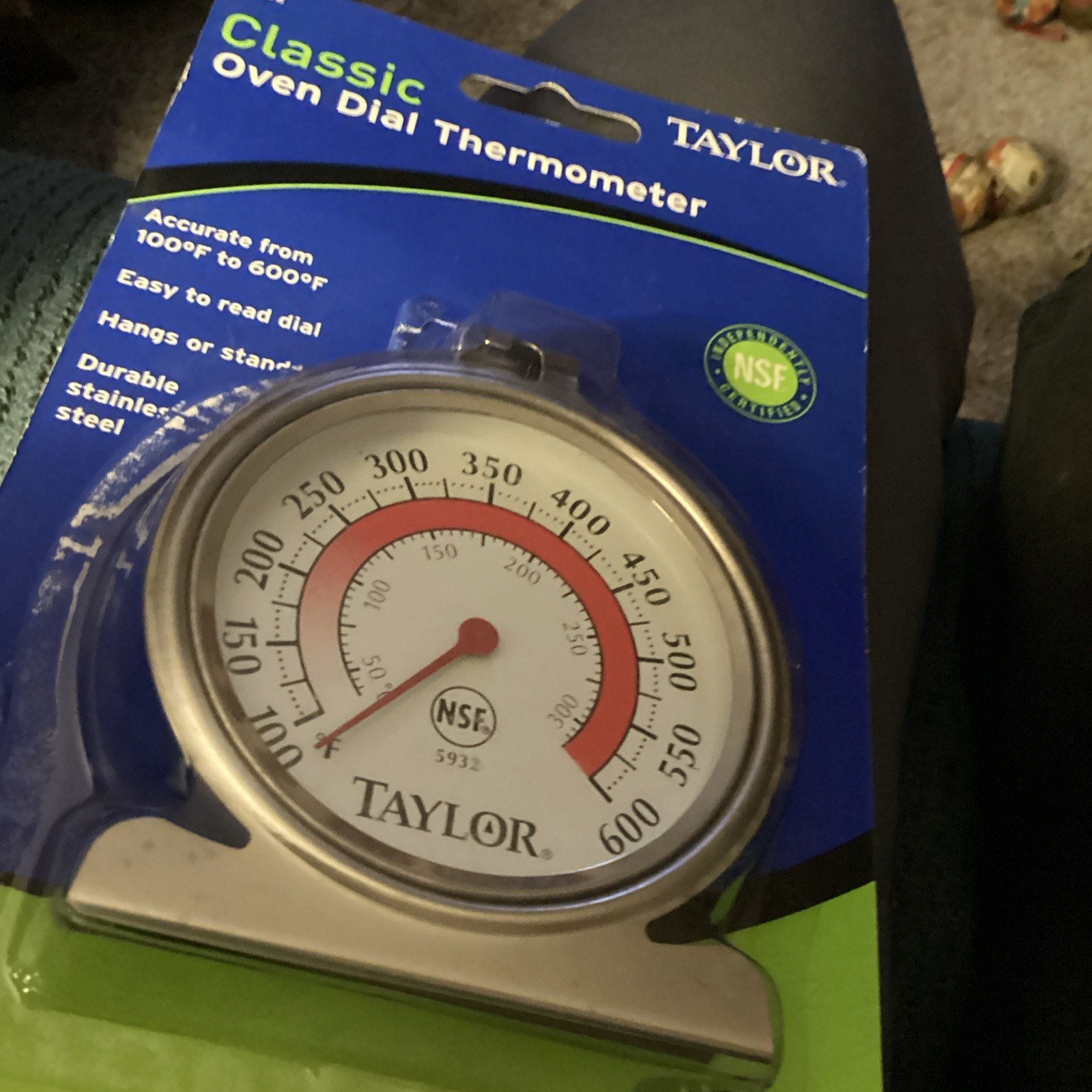 Taylor OVEN THERMOMETER Instant Read Analog Extra Large Colorful Dial 5932 NEW!!