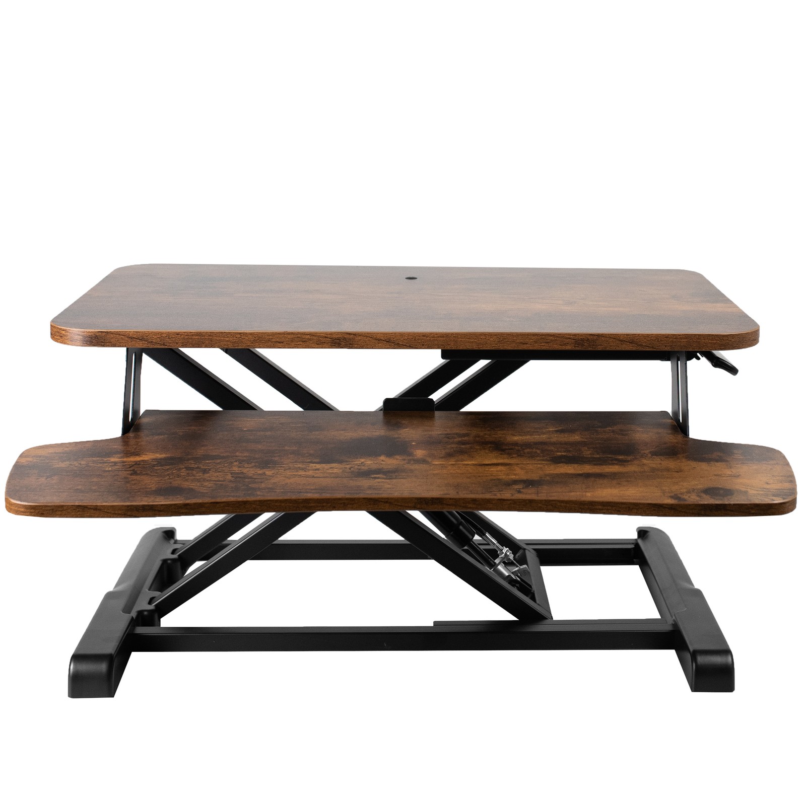 VIVO Rustic Vintage Brown 26" Height Adjustable Standing Desk Riser Sit to Stand
