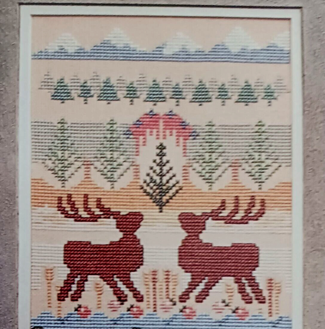 Cross Stitch Pattern WILDLIFE Theme SAMPLER Mountains Trees Deer Ducks Fish