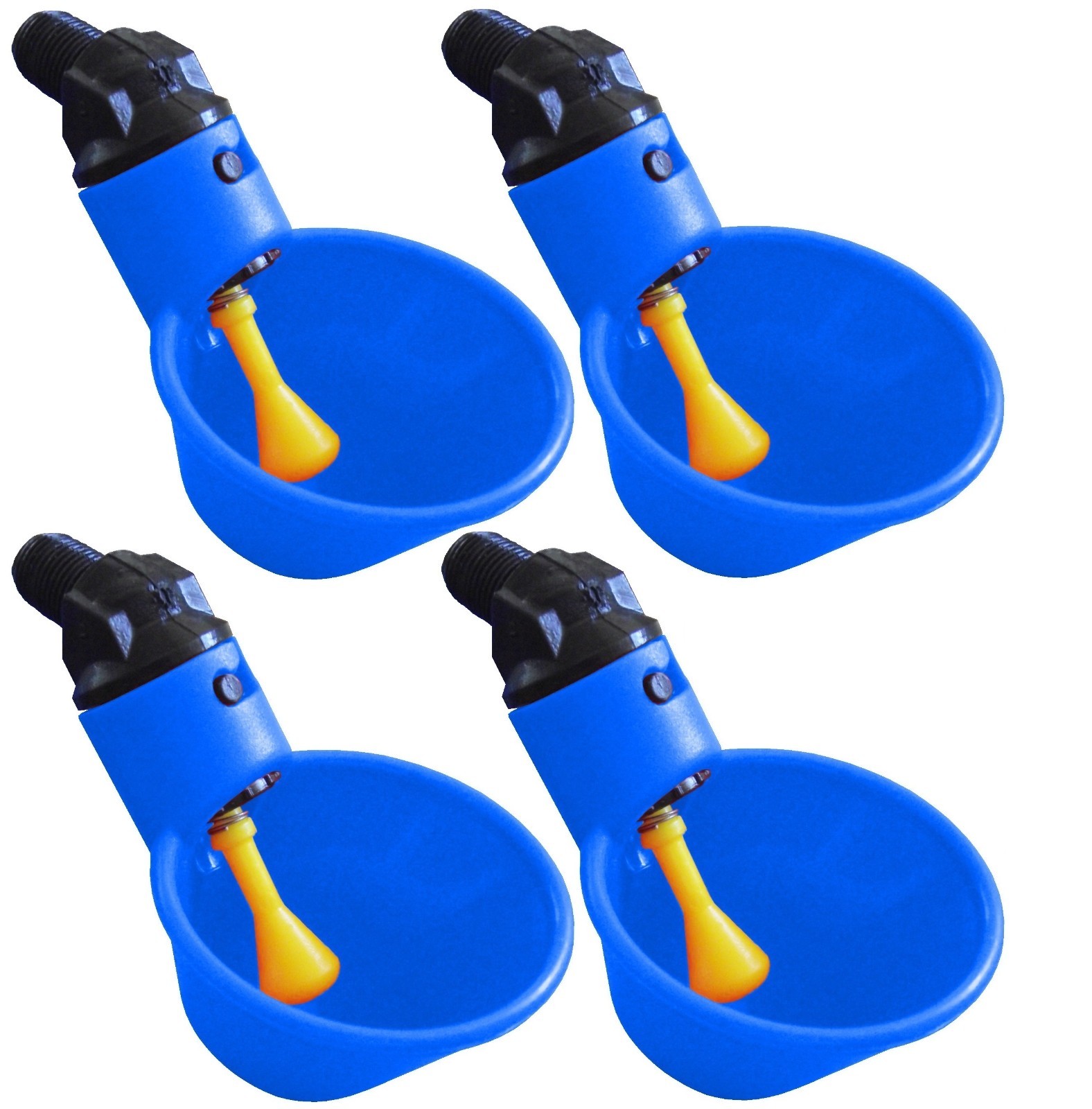 (4) AUTOMATIC WATERER DRINKER CUPS CHICKEN COOP POULTRY CHOOK BIRD TURKEY DRINK