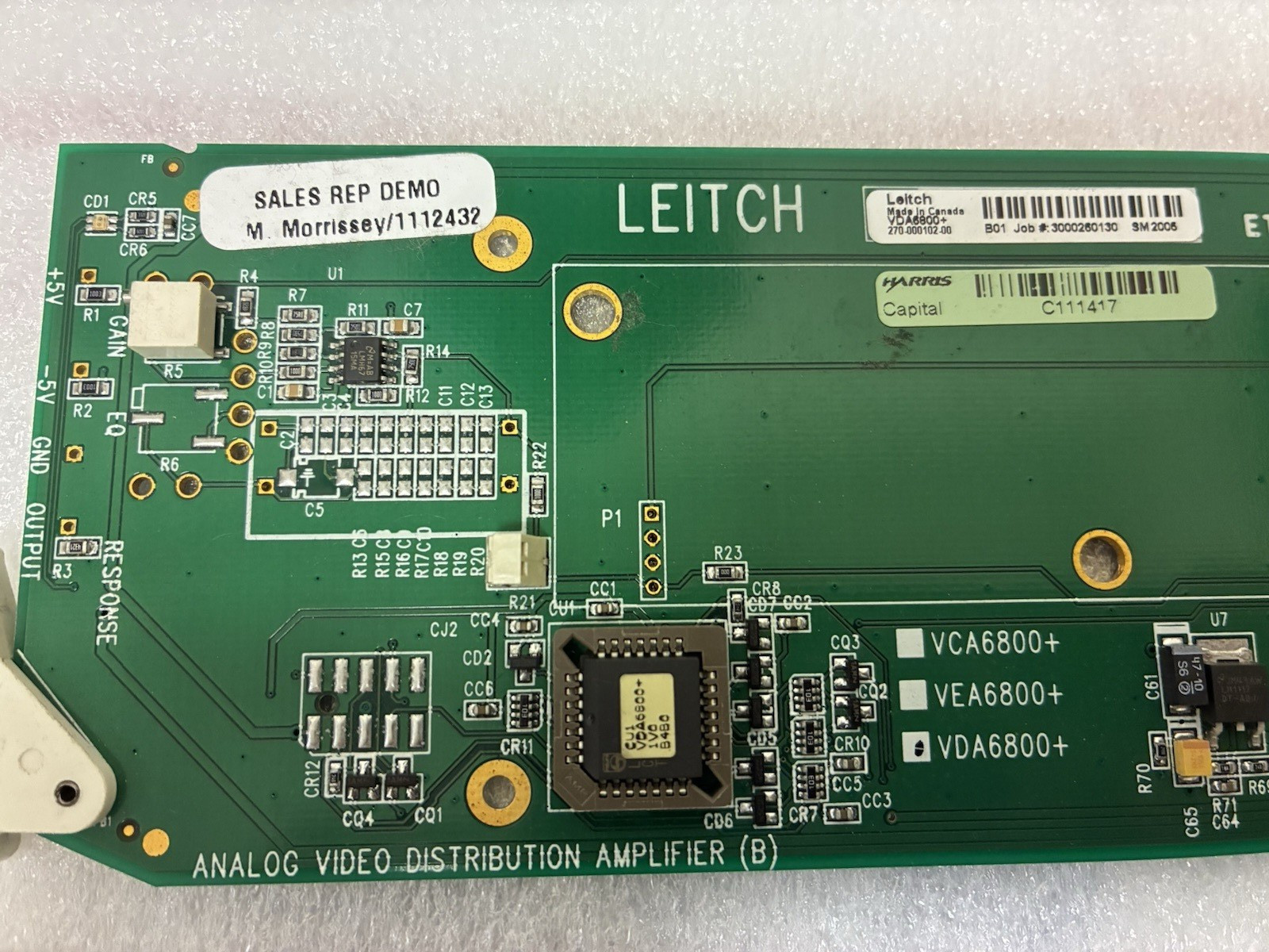 Leitch VDA6800+ ANALOG VIDEO DISTRIBUTION AMPLIFIER (B) SOLD AS PITURED