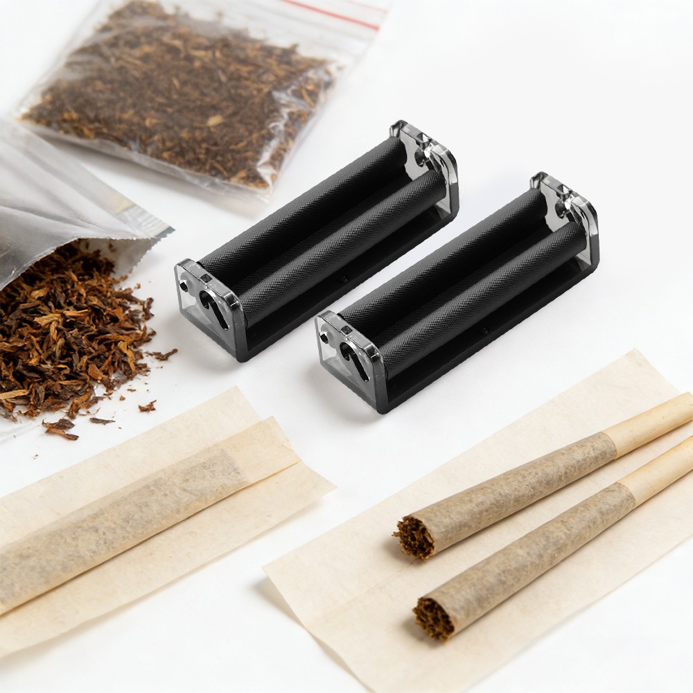 Plastic Handroll Tobacco Roller 78mm Portable Cigarette Rolling Machine Black