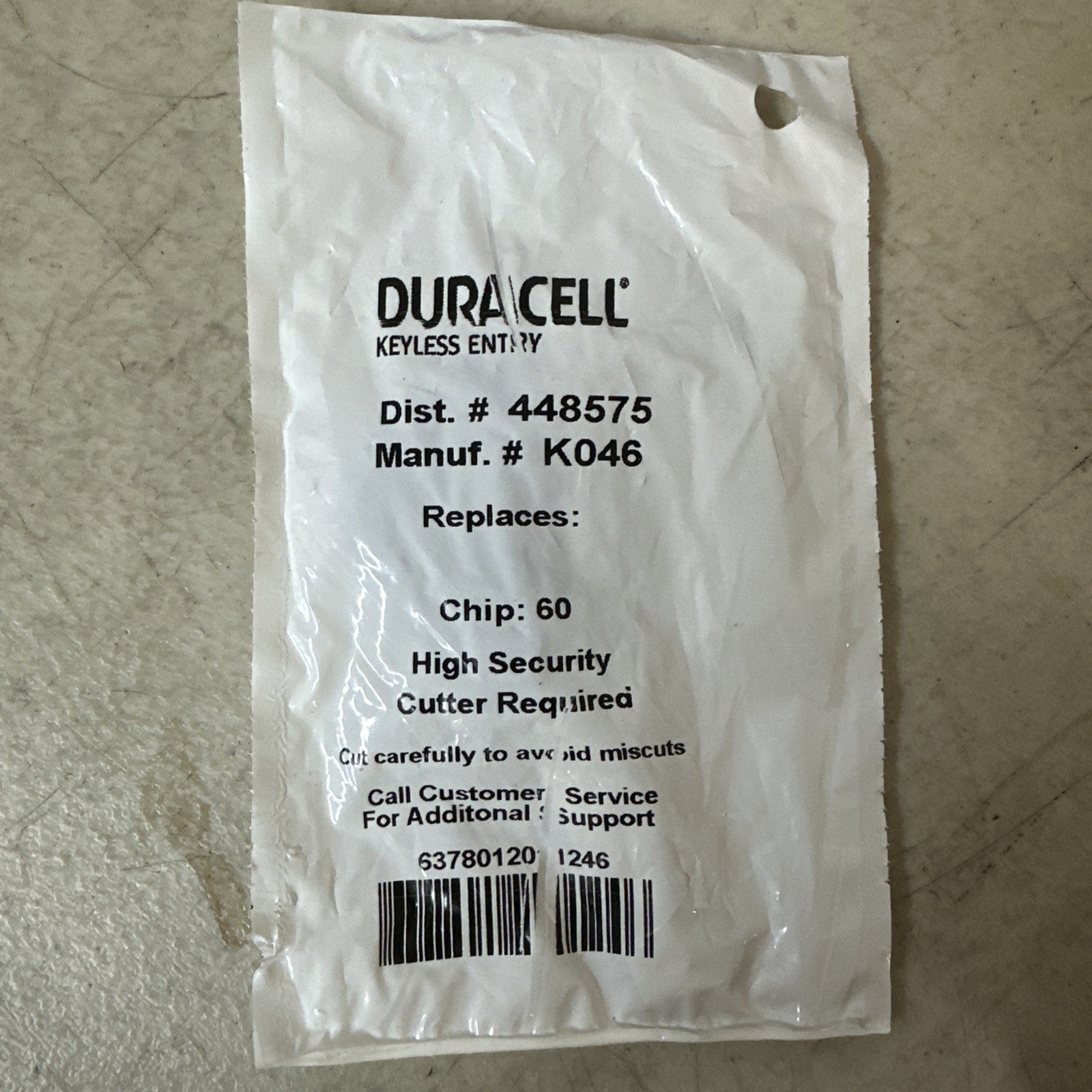 NEW Duracell Key MFR# K046 DIST# 448575