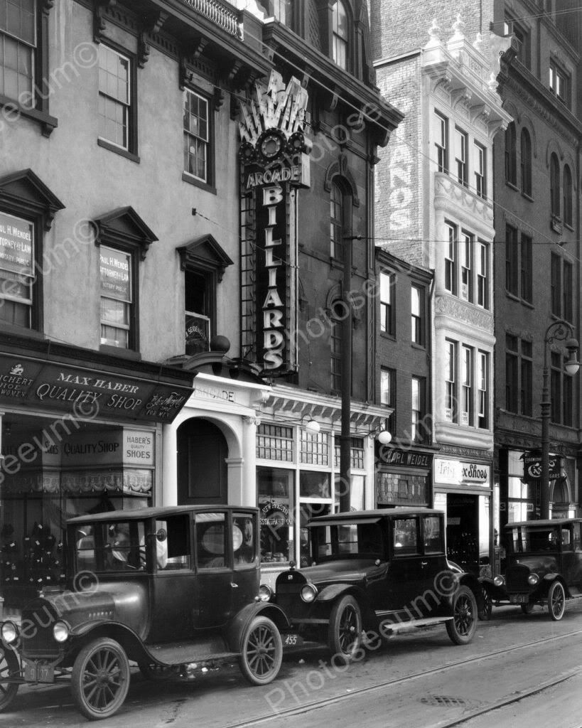 Arcade Billiards Building & Automobiles 8x10 Photography Reprint