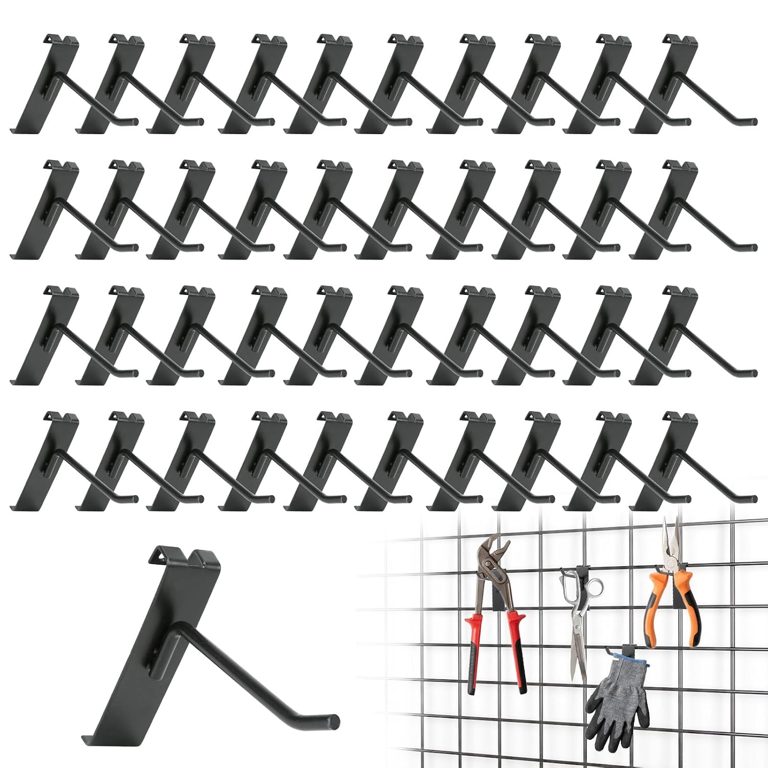 40 Pack Gridwall Hooks Black Grid Wall Panels Display Hooks 4 Inch Grid Wall