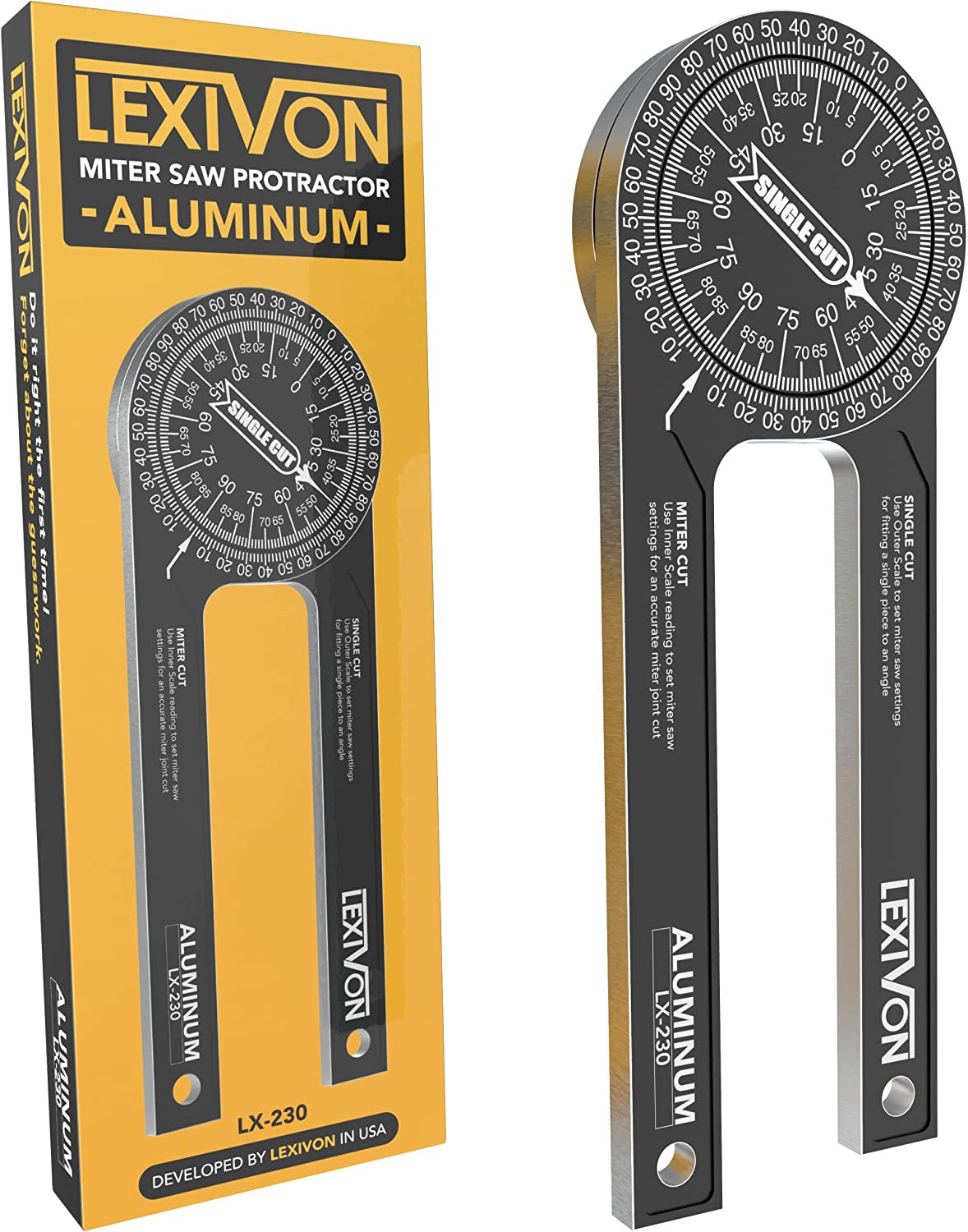 Aluminum Miter Saw Protractor | 7-Inch Rust Proof Angle Finder Featuring Precisi