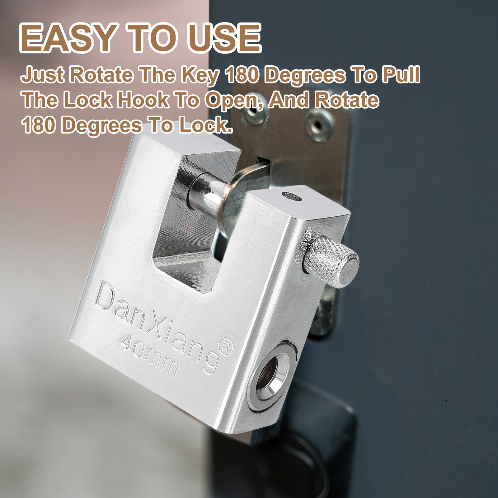 2.8" High Security Padlock Steel D-Shaped Heavy Duty Locks with 4 Keys