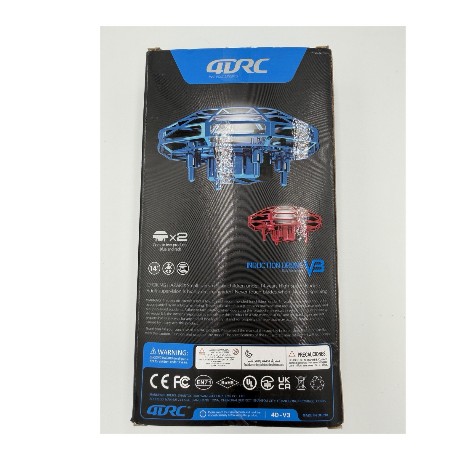 QTRC Induction Drone V3 Altitude Hold USB Charging Quadcopter Blue Red