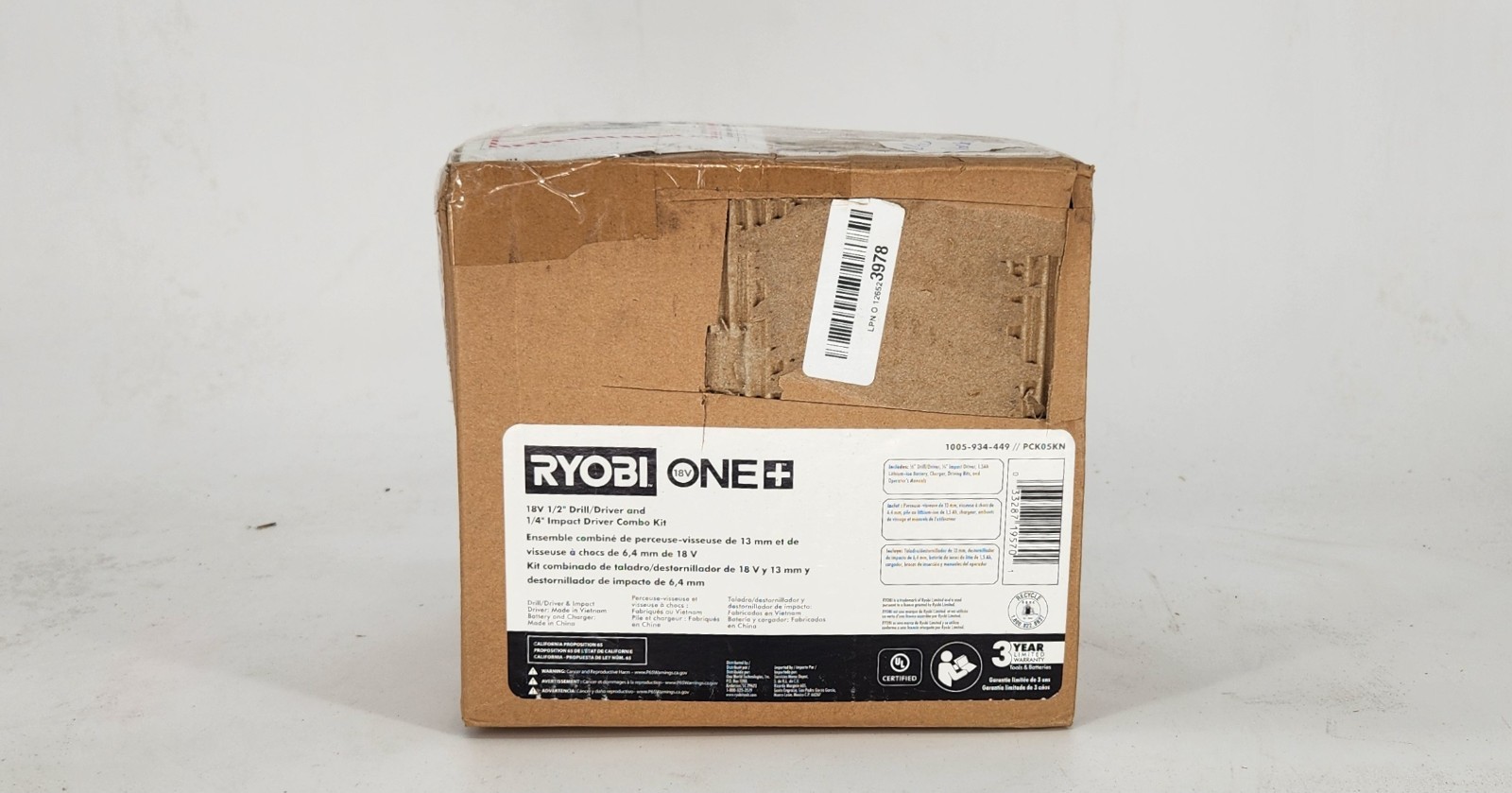 Ryobi 18V Drill/Driver 2-Tool Combo Kit - PCK05KN
