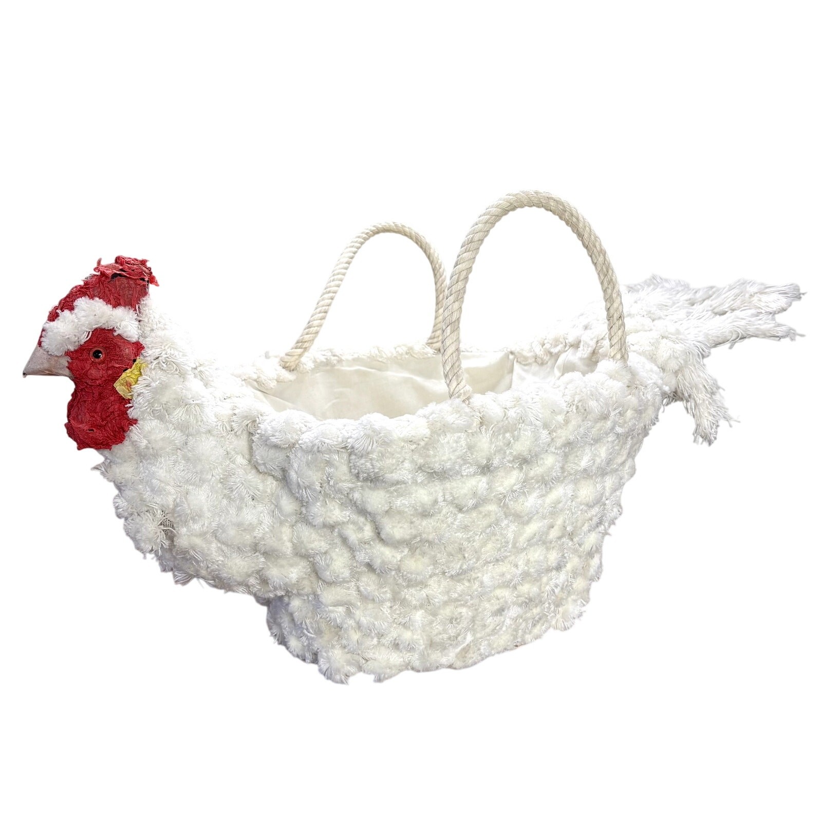 Hen Egg Gathering Basket Macrame Chicken Handmade Farmhouse Decor Rustic Large