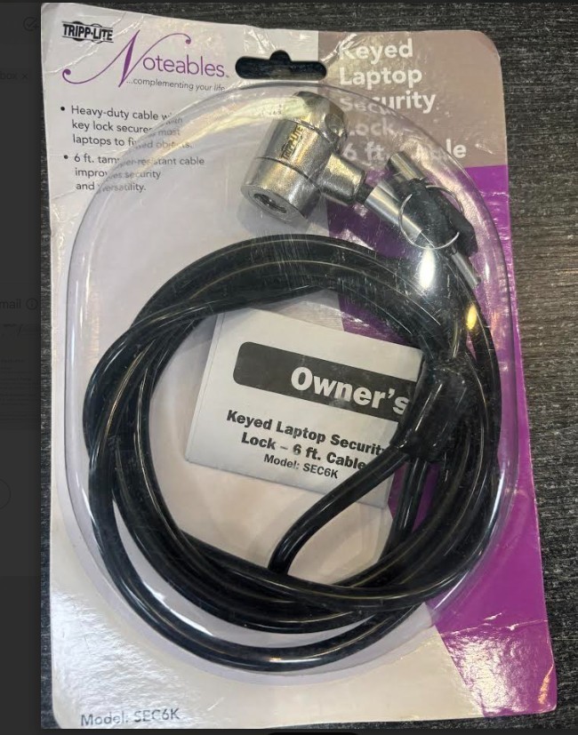 Eaton Tripp Lite 6 Feet Security Lock Cable - Black - Keyed - Polyvinyl SEC6K