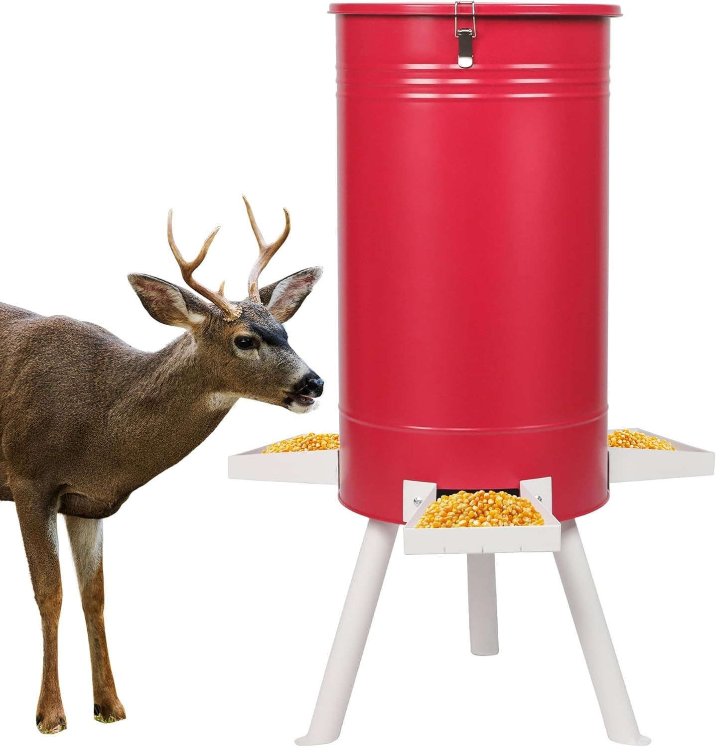 Solution4Patio 50-75 LB Large Metal Hunting Game Feeder Heavy Duty Free Standing