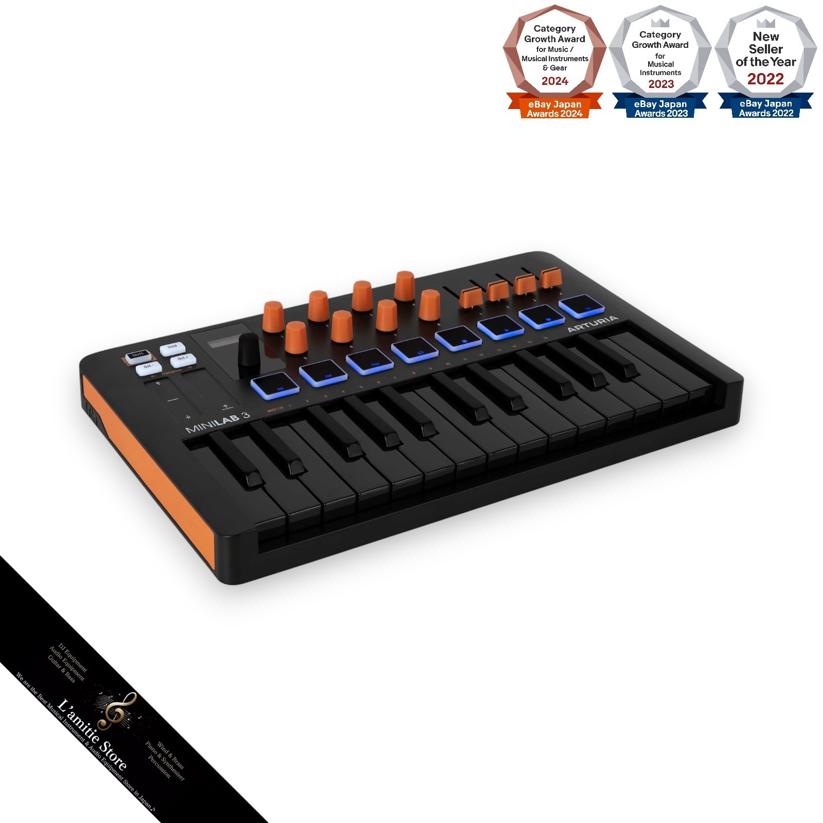 Arturia MiniLab 3 Orange ORMIDI Keyboard Controller MK3 Compact 25-Key MiniLab3