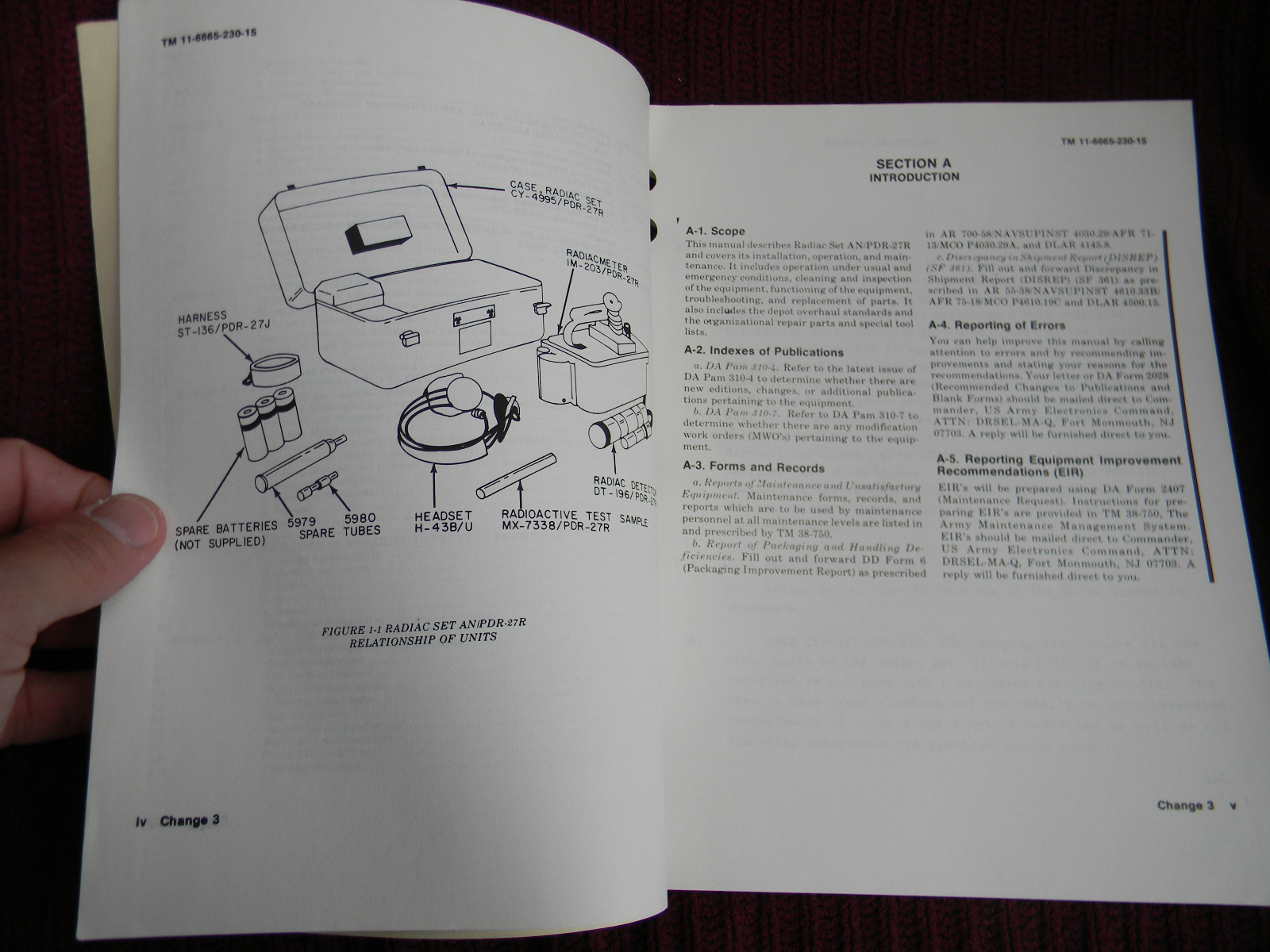 1967 RADIAC SET AN/PDR-27R Technical Manual TM 11-6665-230-15 Repair Parts #212