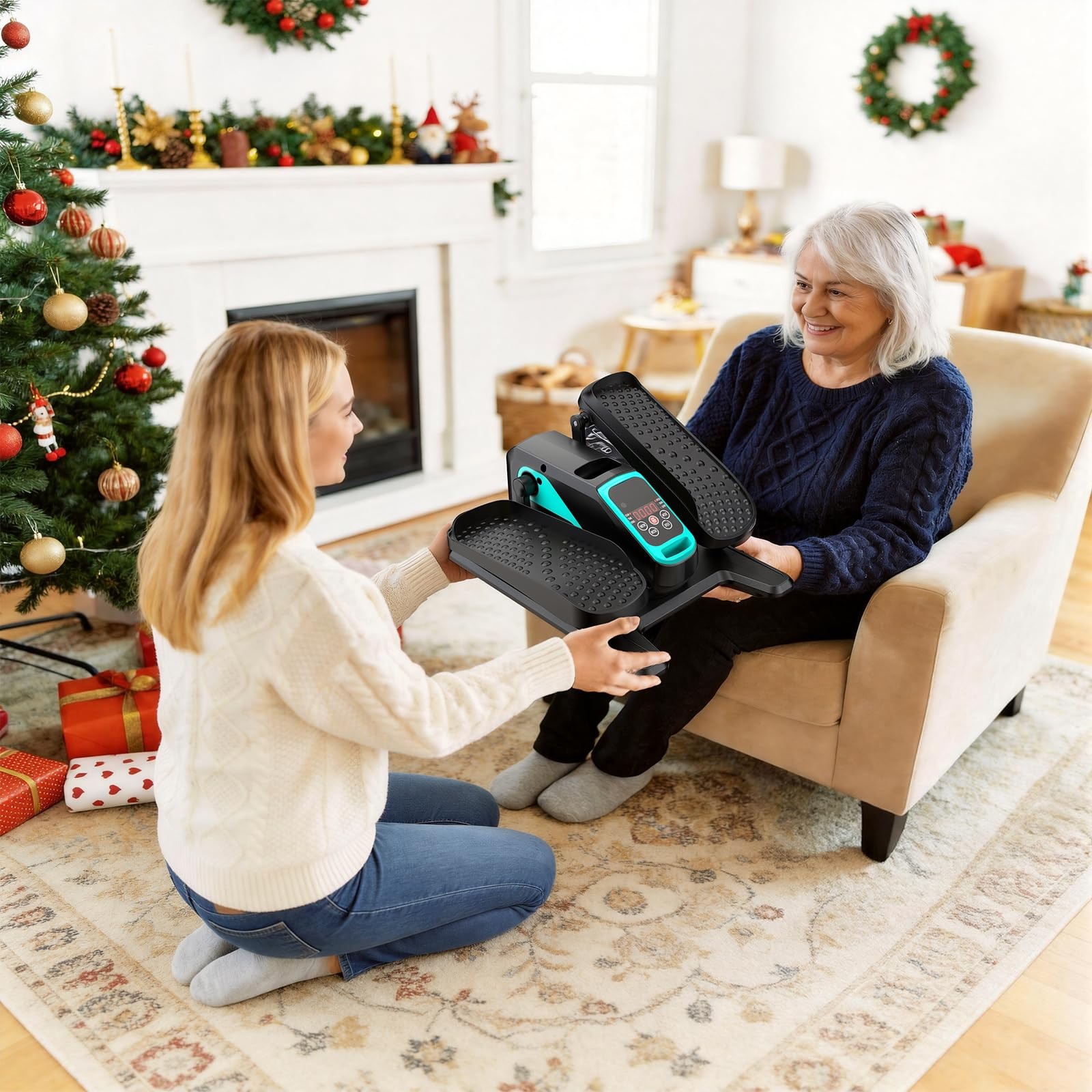 018 Under Desk Elliptical Leg Exerciser While Sitting for Seniors
