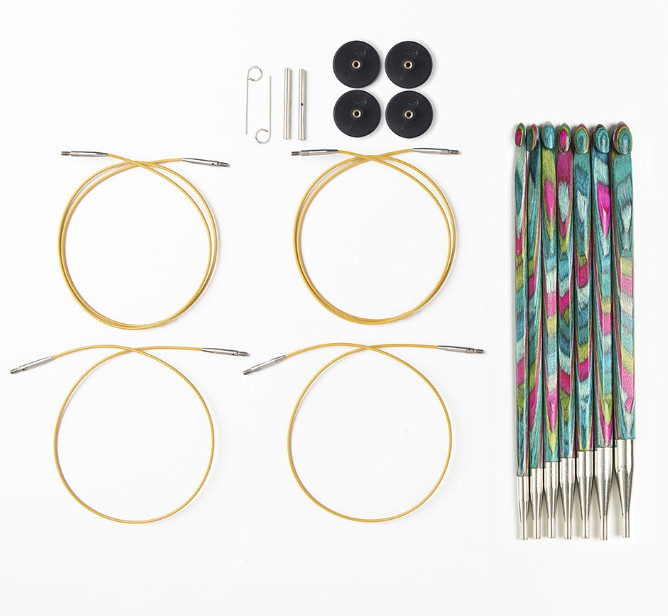 Tunisian Crochet Hook Set Interchangeable Wooden Hooks with Cables