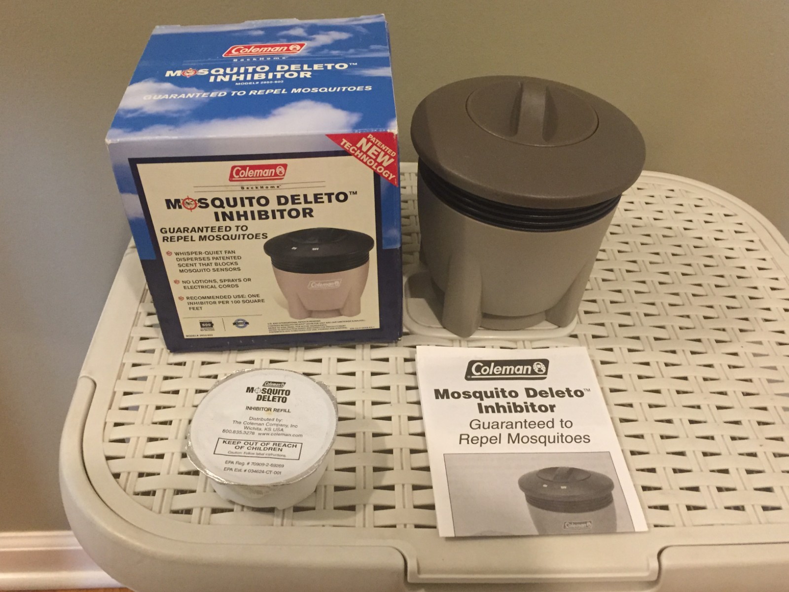 Coleman MOSQUITO DELETO Inhibitor Deterrent w/1 Scent Cartridge - BRAND NEW!