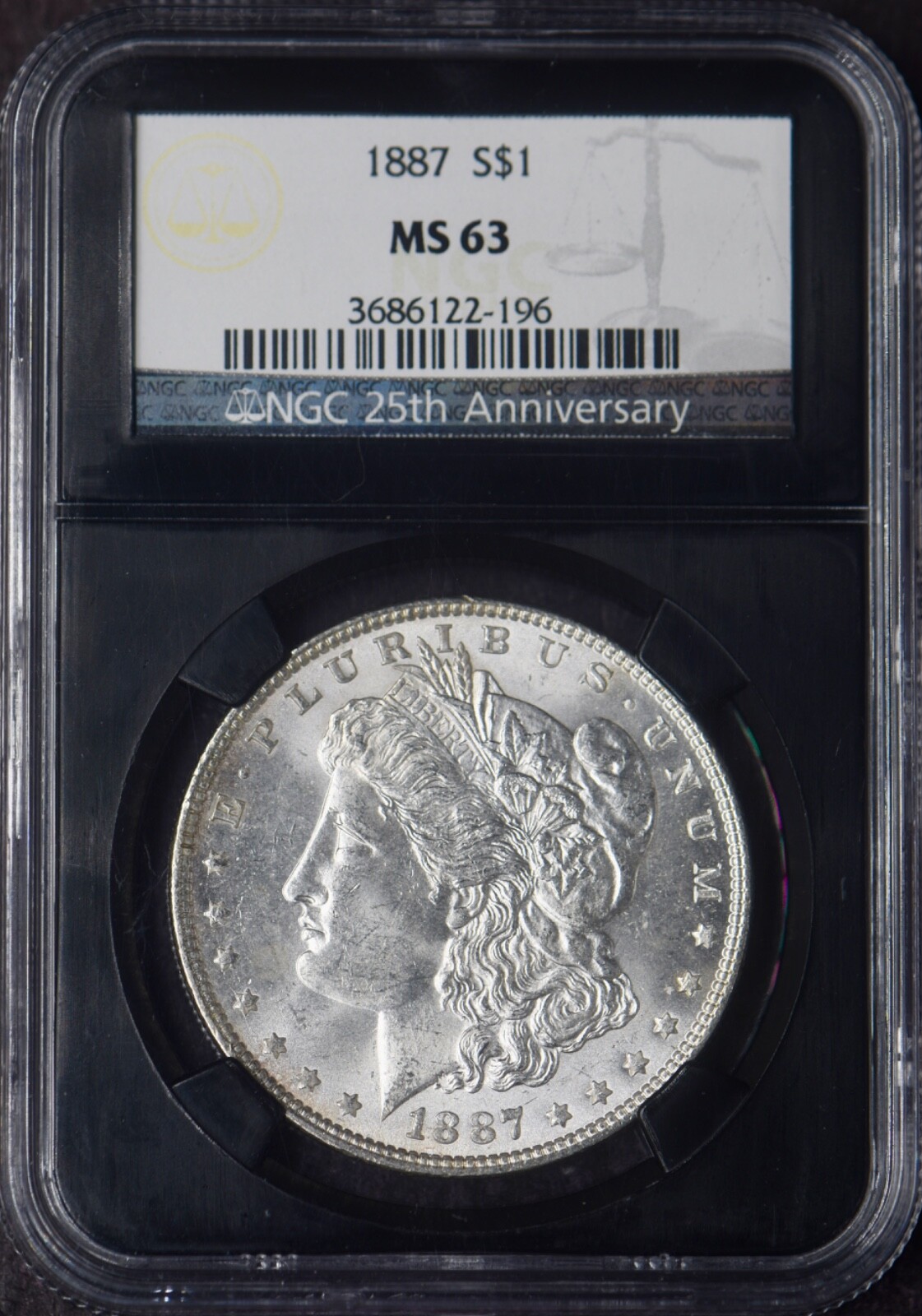 1887 Morgan Silver Dollar NGC MS63 NGC 25th Anniversary Black Core ✪COINGIANTS✪
