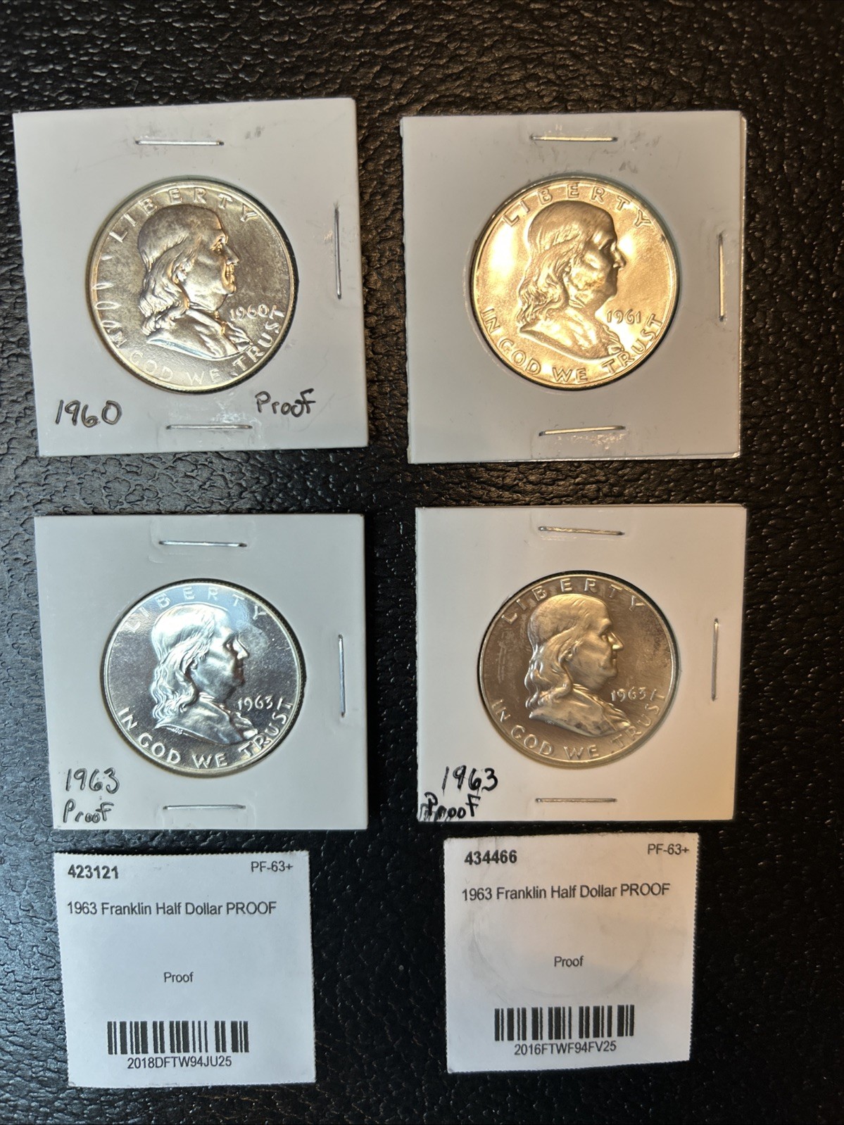 Franklin Half Dollar Proof Silver 50c 4-coin Lot 1960-1963