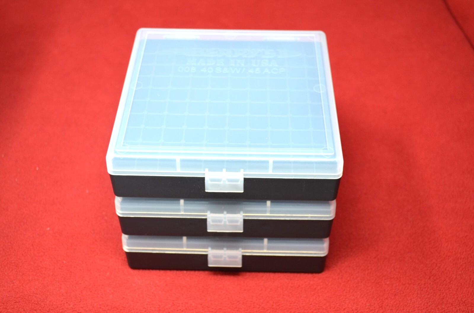 3 x AMMO BOXES CLEAR 100 Round 40 S&W / 45 ACP - FREE SHIPPING