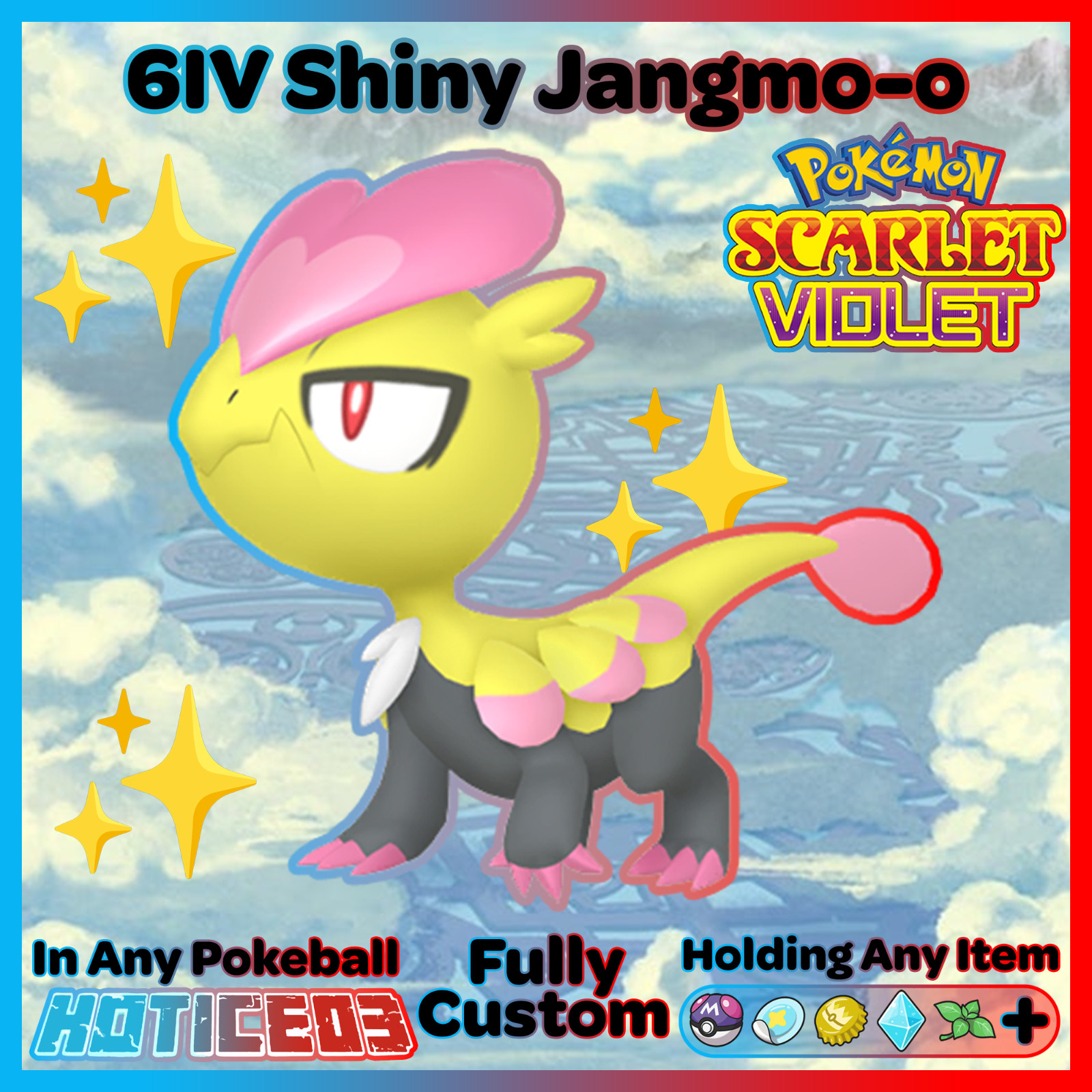 JANGMO-O ✨ SHINY 6IV ✨ Pokemon SCARLET and VIOLET Teal Mask DLC - lv1 Max 31 IVs