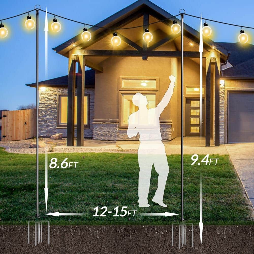 WaLensee 9.4 ft. String Light Poles (2-Pack)
