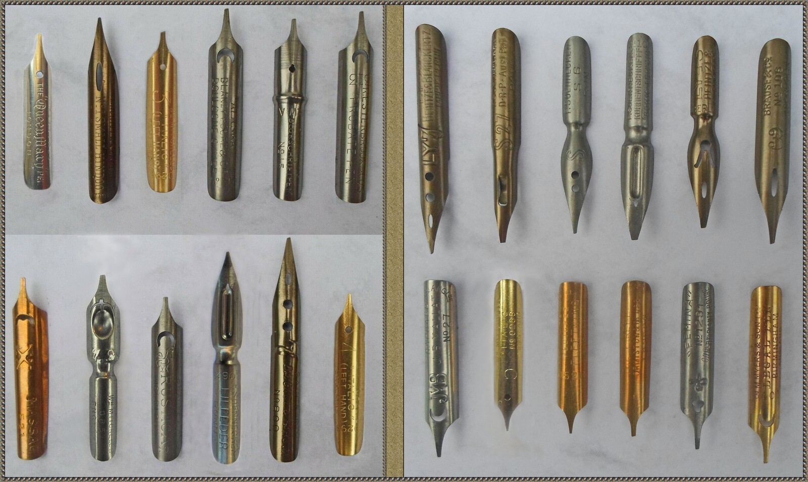 Two sets of 12 lefthanded nibs e.g.Brause, Esterbrook,Mitchell,Perry,Soennecken