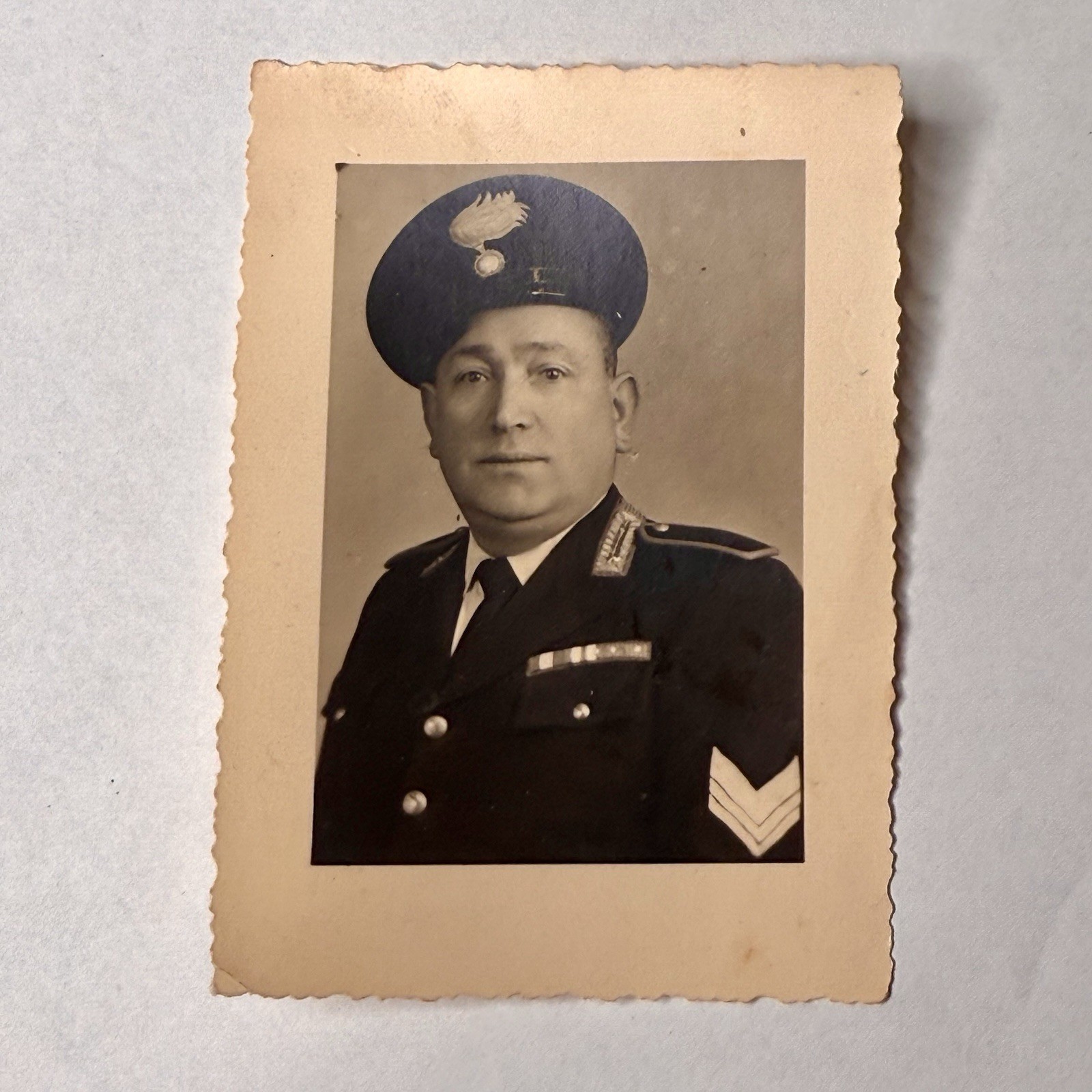 Original WWII Italian Army Carabinieri Police Officer Photo Portrait