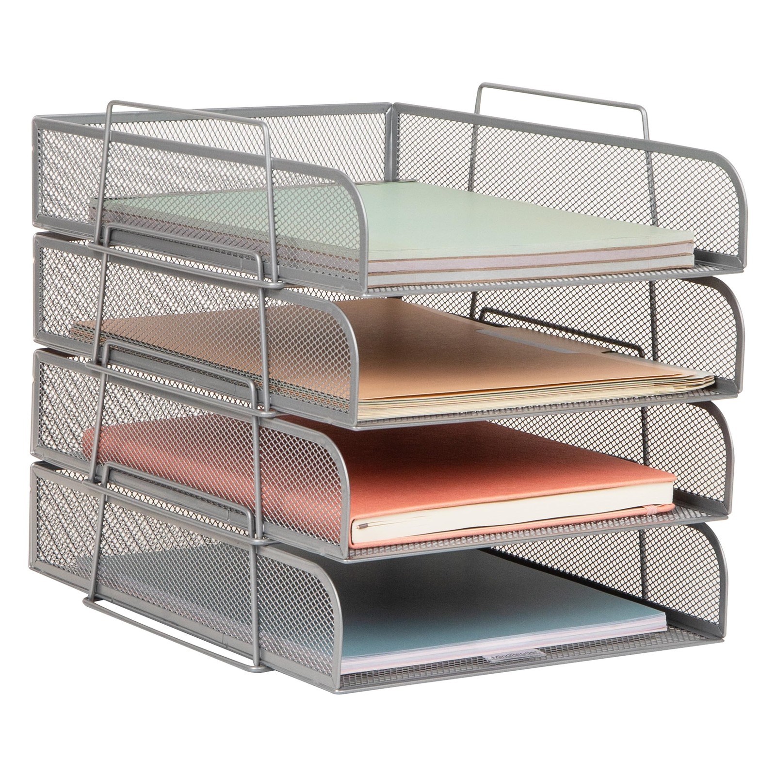 Stackable Tray, Desktop Organizer, File Storage, Office, Metal Mesh, 10.5" L ...
