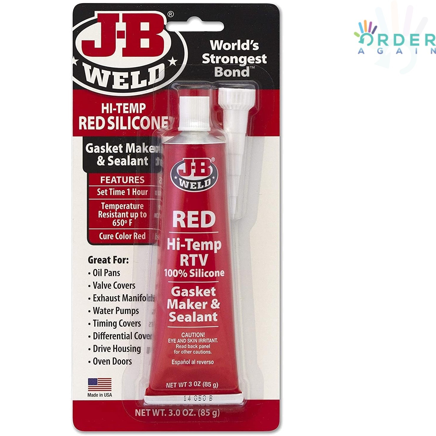 High Temp Silicone Gasket Maker Sealant 3 oz Red Automotive Waterproof