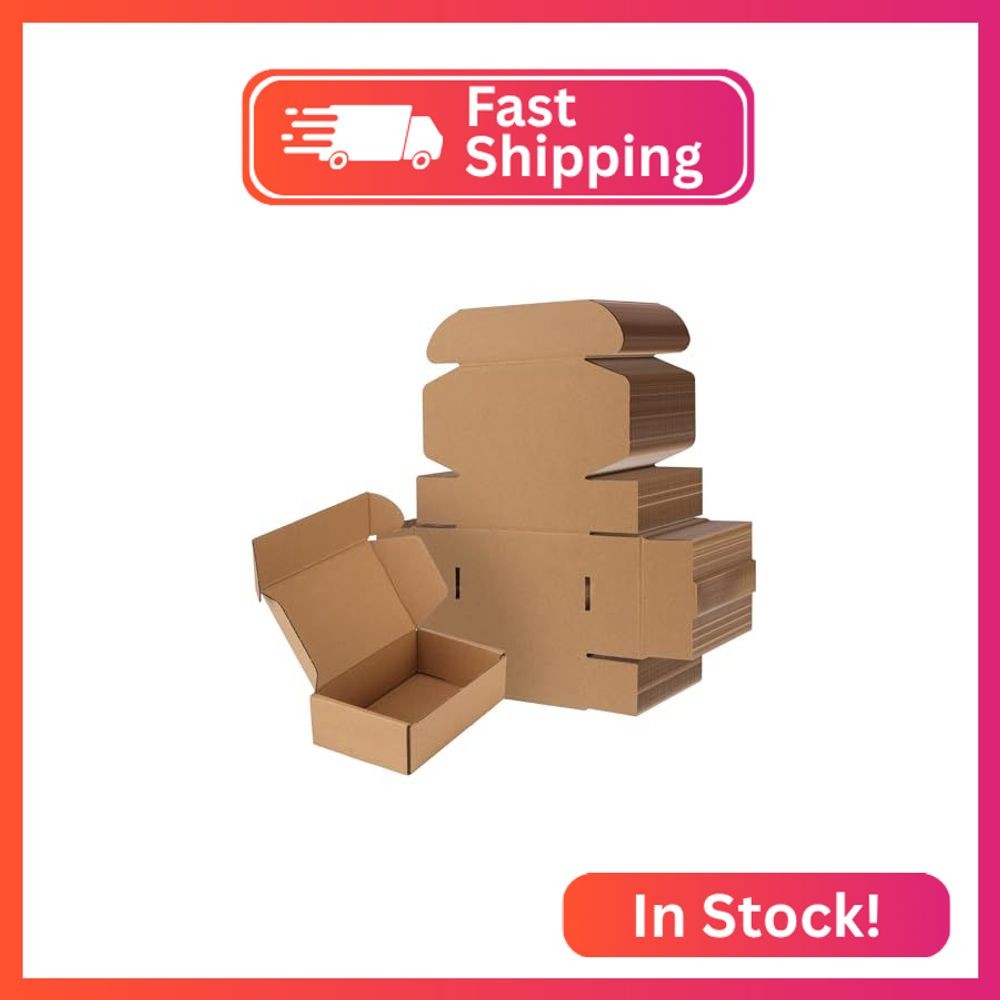 RLAVBL 6x4x2 Small Shipping Boxes Set of 50, Brown Corrugated Cardboard Box for