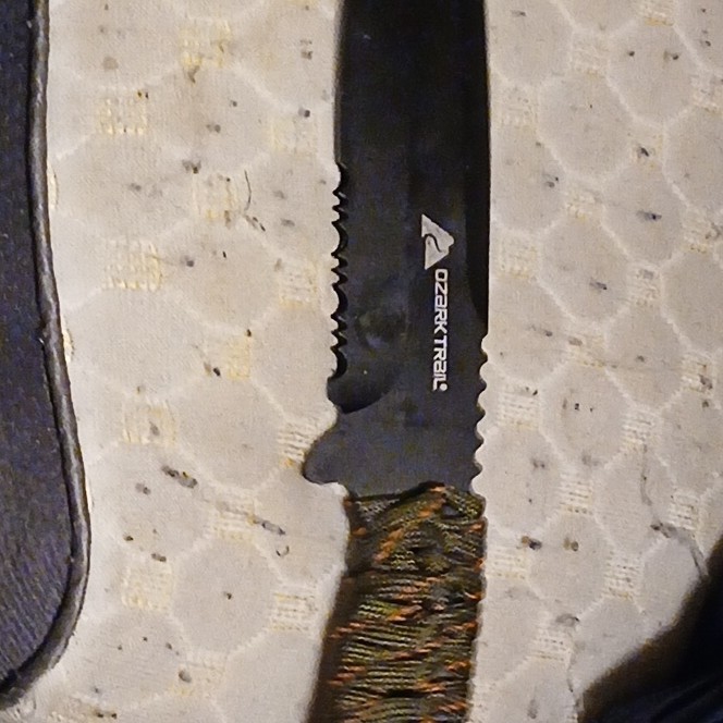 Ozark Trail Survival Knife Partially Serrated Edge Black Camouflage