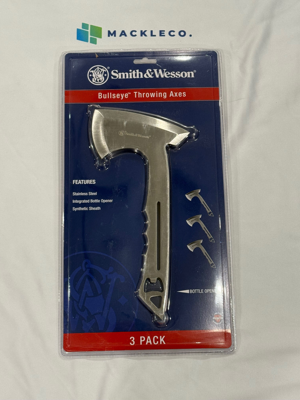 Smith & Wesson Bullsye Throwing Axe Set with Sheath Stainless Steel 1117231 NEW