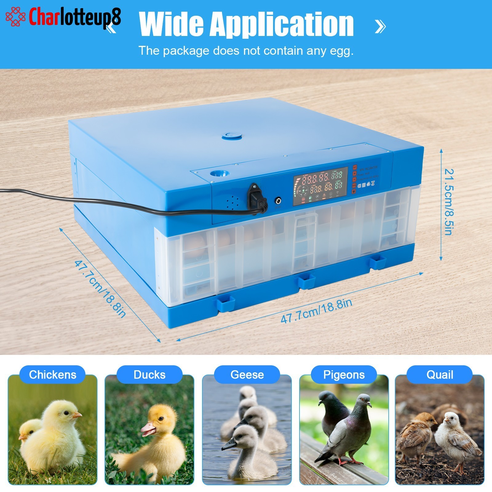 48 Eggs Digital Incubator with Fully Automatic Egg Turning Humidity Chicken Duck
