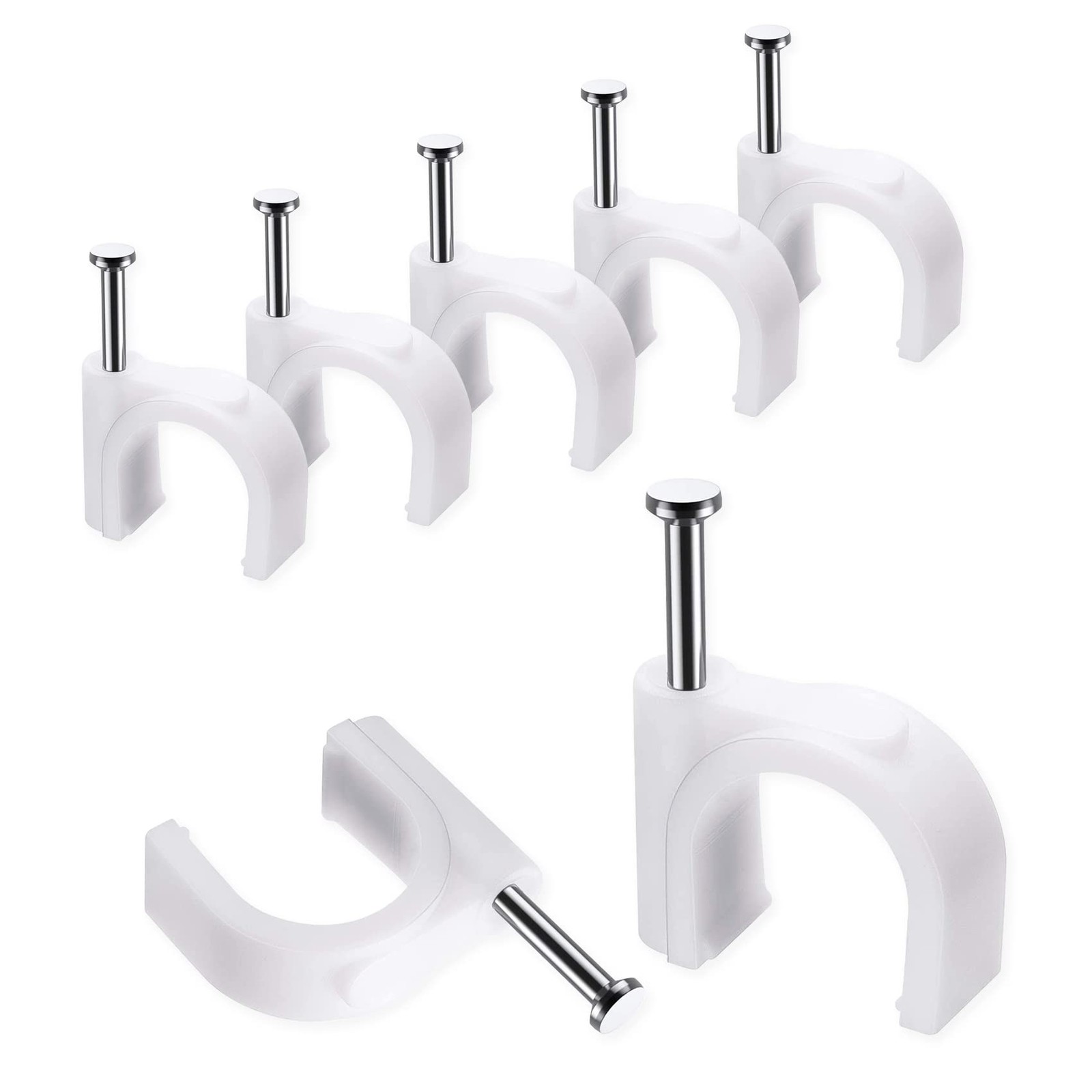 100 PCS 10mm White Cable Clips Wire Wall Tacks Coax RG6 CAT6 RJ45 Holder