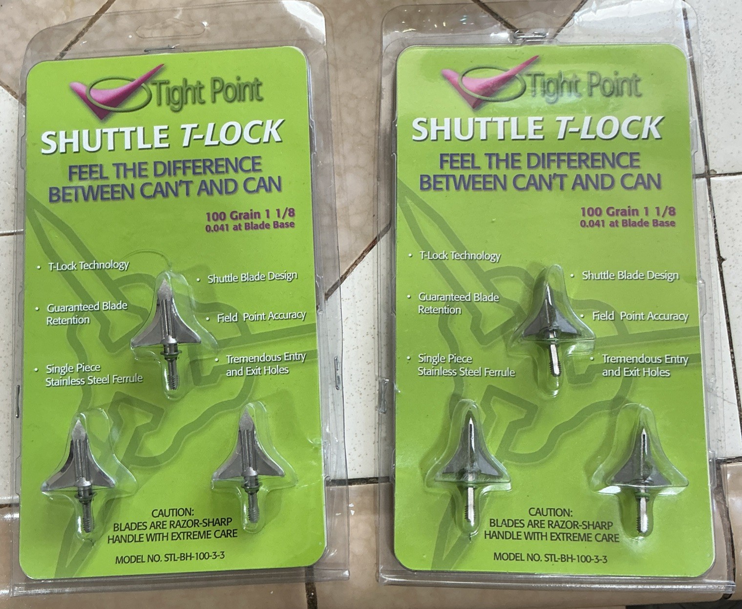 Tight Point Shuttle Blade T-Lock 100 Grain Bow Arrow Broadheads STL-BH-100-3-3