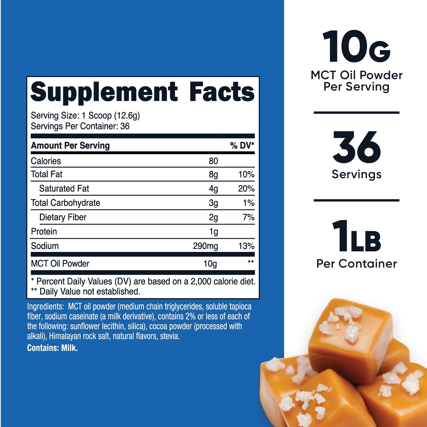 Nutricost Premium MCT Oil Powder (1 LB) (Salted Carmel) (36 Servings)