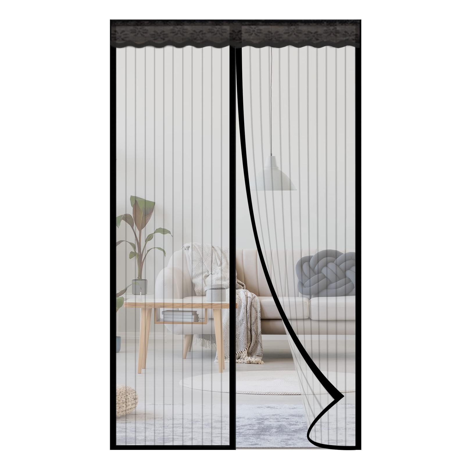 Magnetic Screen Door Mesh - Heavy Duty Magic Door Screen Closure with Magnets...