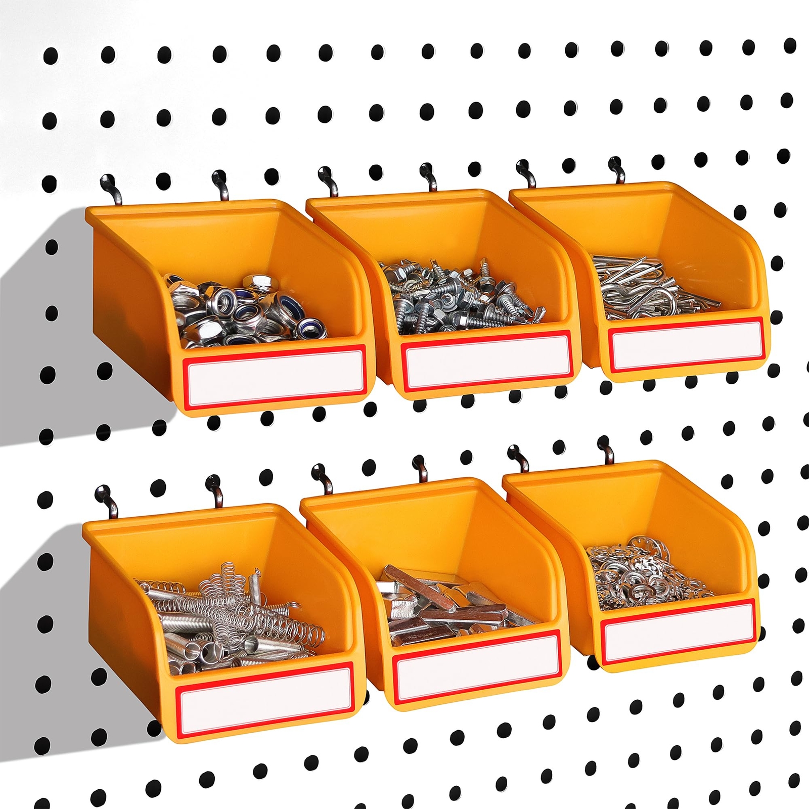 6Pack Pegboard Bins Parts Storage Tool Workbench Bins for Screws Nuts Bolts